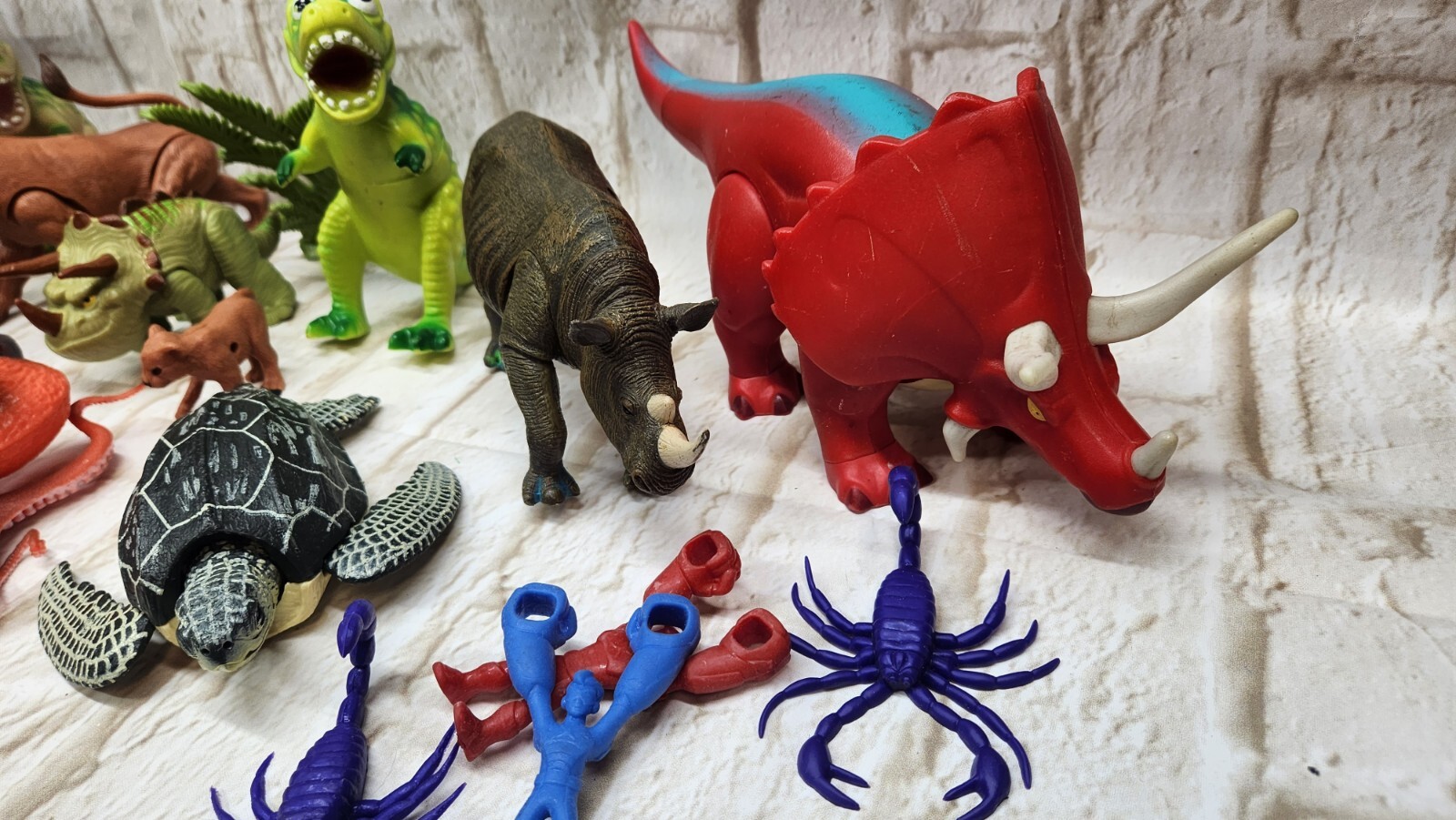 Junk Drawer Animal & Dinosaur Toy Lot of 19 + Plastic & Rubber Figures