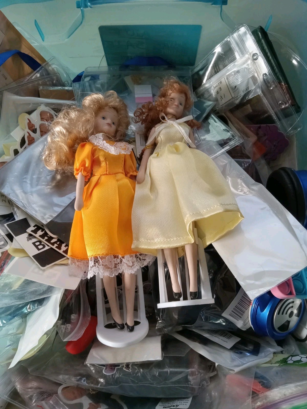 Lot Of Various Small Misc. Junk Drawer Items Box-6in X 6in X 6in SEE DESCRIPTION
