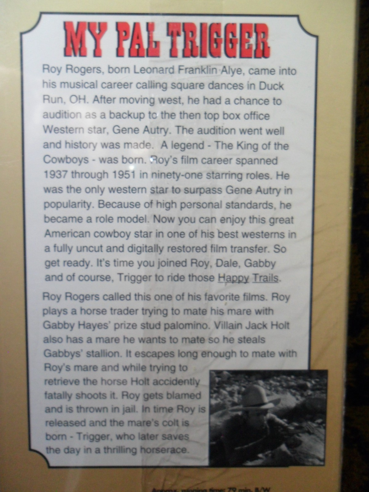 1946 ROY ROGERS – RARE VHS VIDEO – MY PAL TRIGGER [ BRIDGESTONE ] 1997