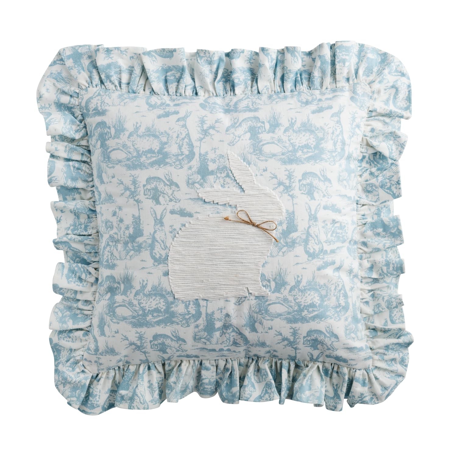 Mud Pie Toile Easter Bunny Square Pillow