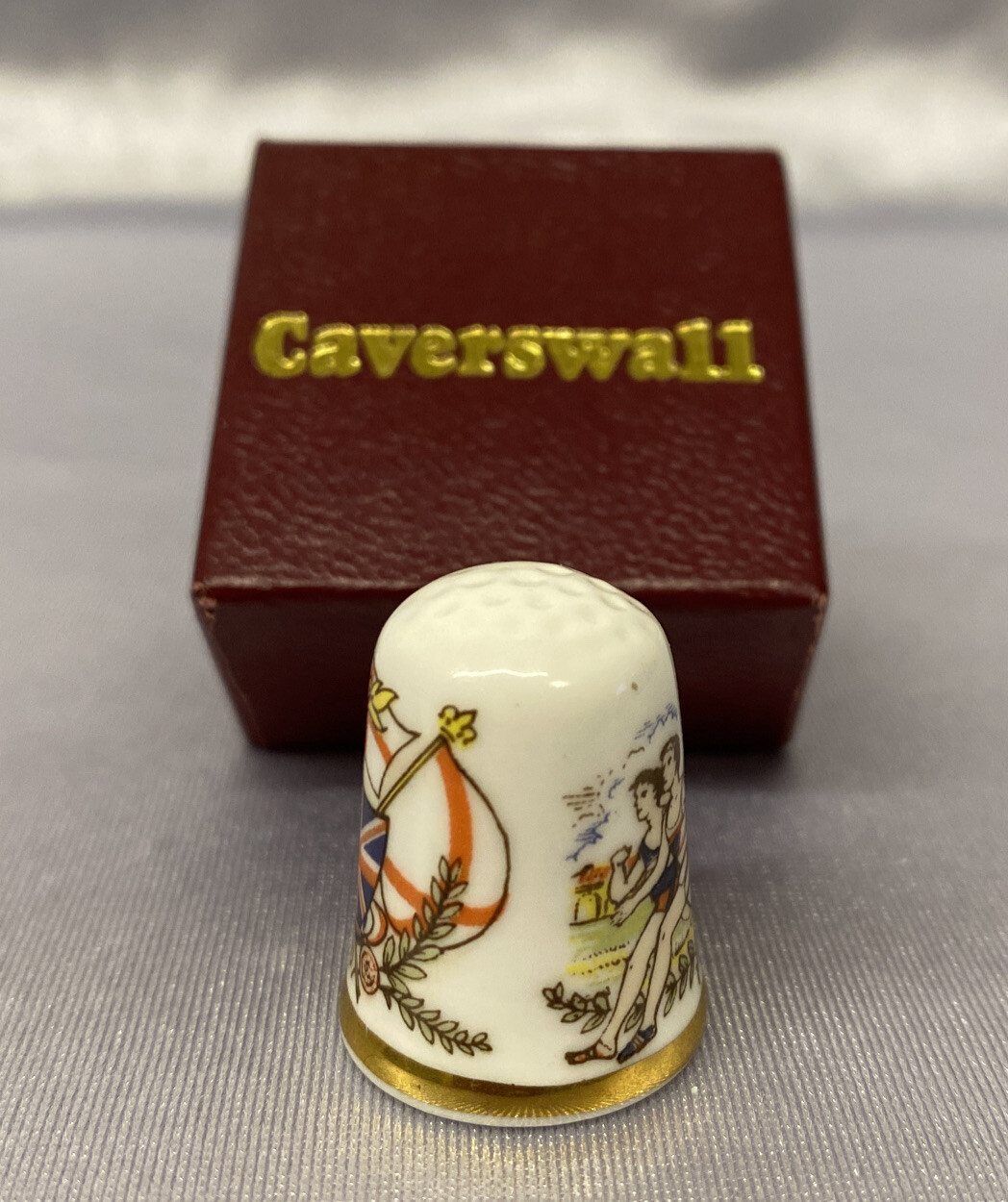 SUMMER OLYMPIAD OLYMPICS 1984 LOS ANGELES ENGLAND FLAG SOUVENIR THIMBLE ORIGINAL