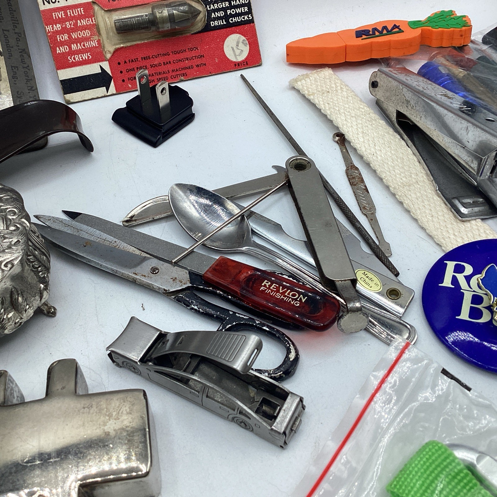 Junk Drawer Vintage Mix Jewlery Knife Lure Zippo Tools