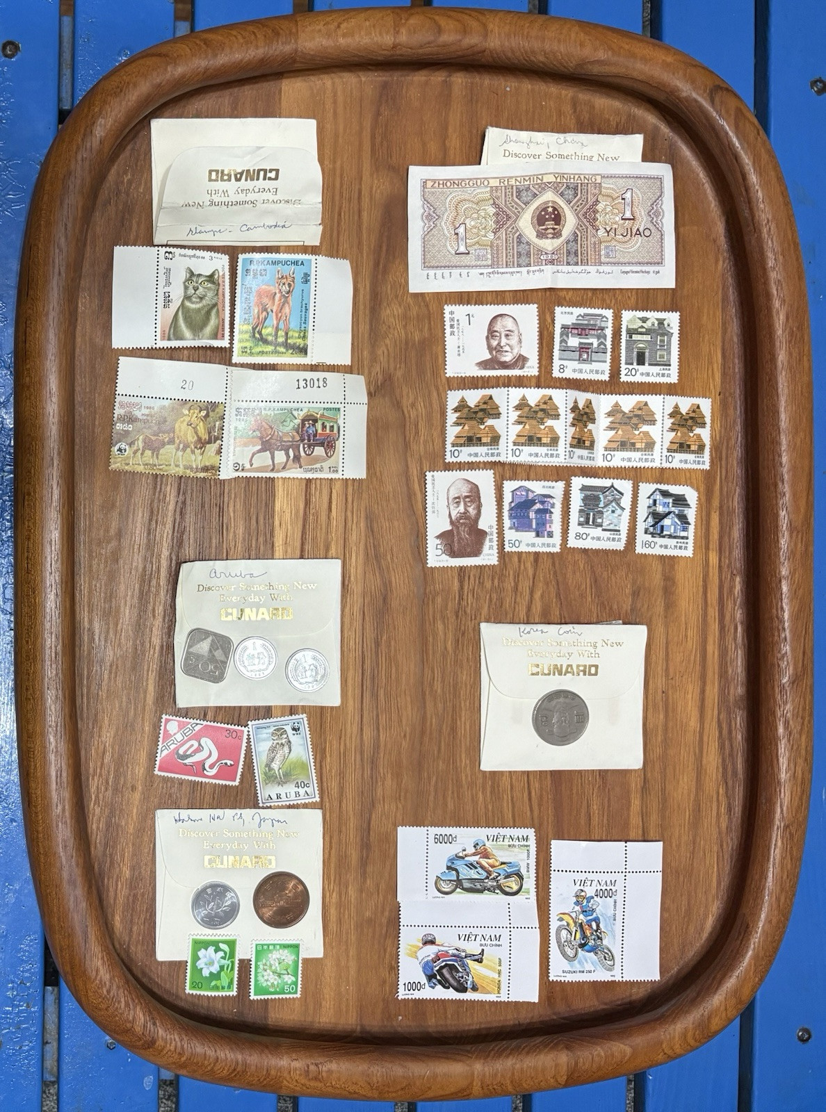 Foreign/Oriental Lot of Old Stamps Coins China, Japan, Korea, Vietnam & Aruba