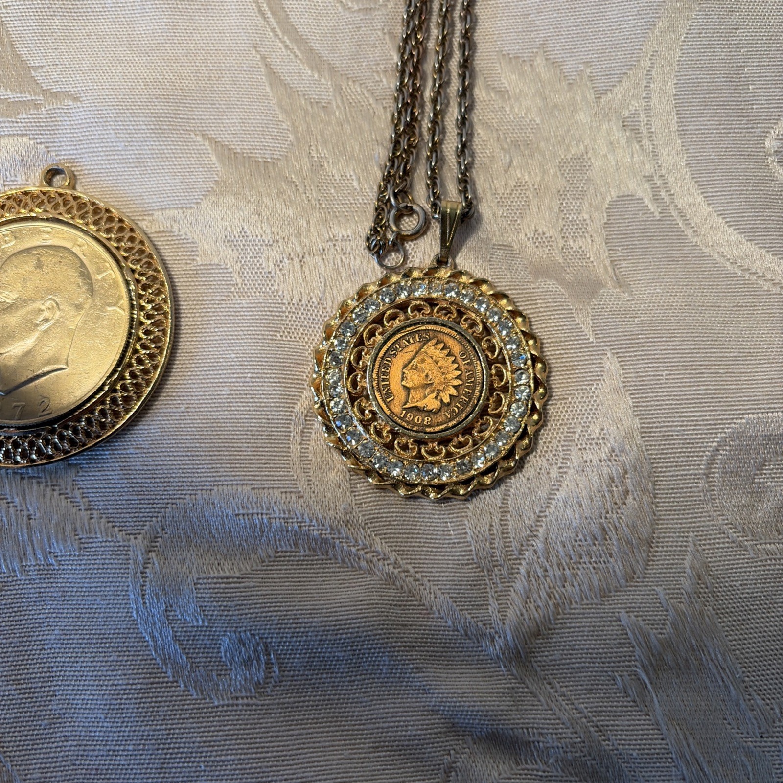 Vintage Coin Necklace Lot Men’s Jewelry Kennedy, Eisenhower Indian Head Coins 3
