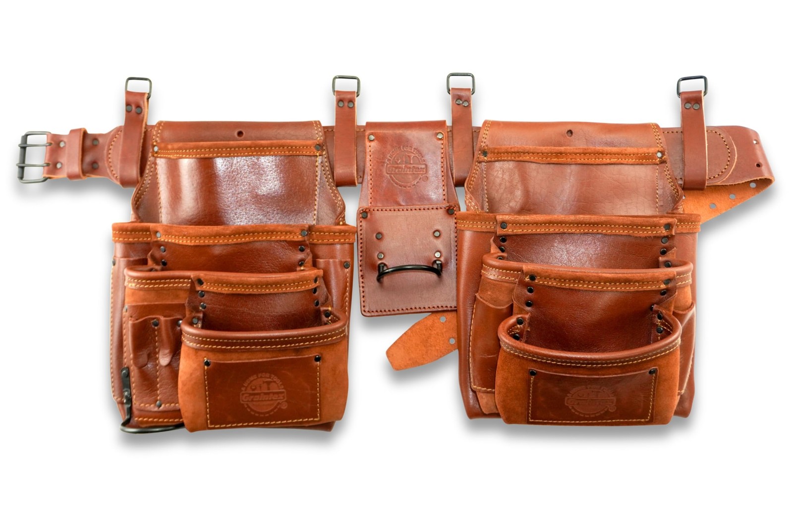 GRAINTEX Ambassador Series 17-Pocket Framer’s Tool Belt Combo, Chestnut Brown