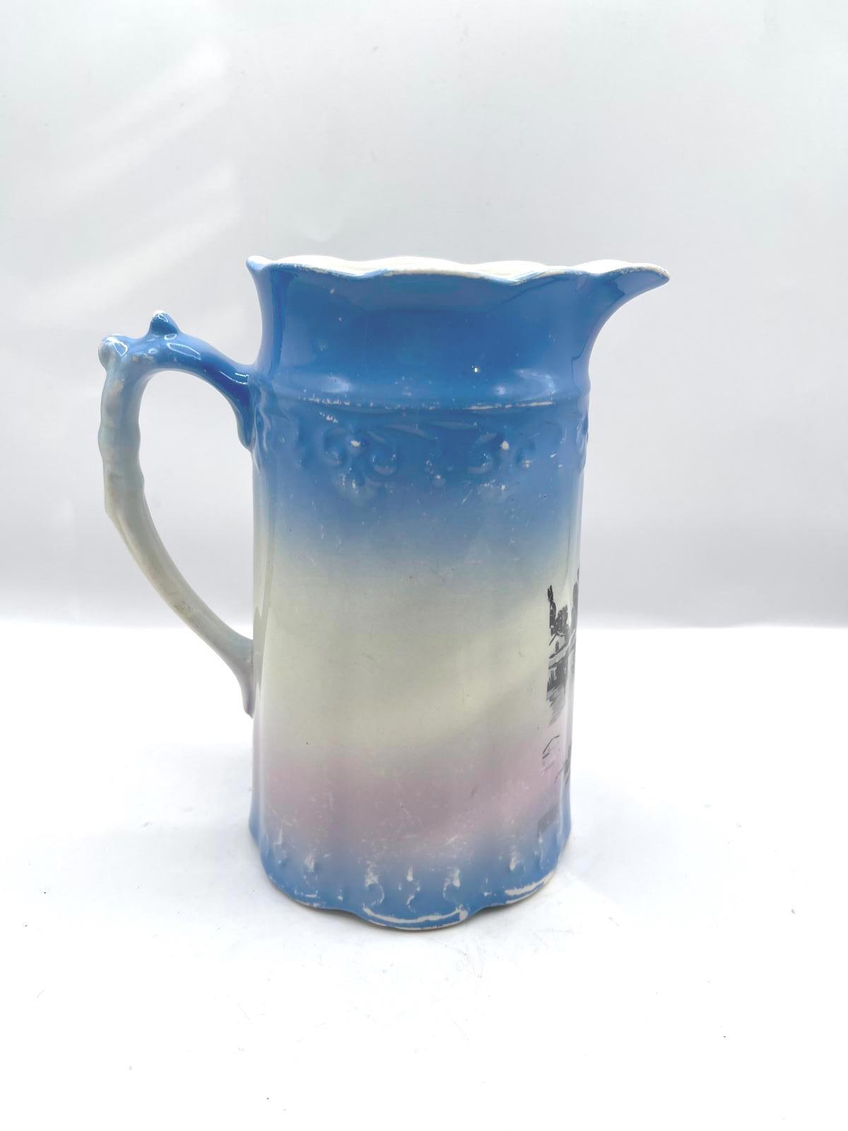 Antique Lancaster & Sons 7”Pitcher Hanley England Hand Decorated Silver Lustre