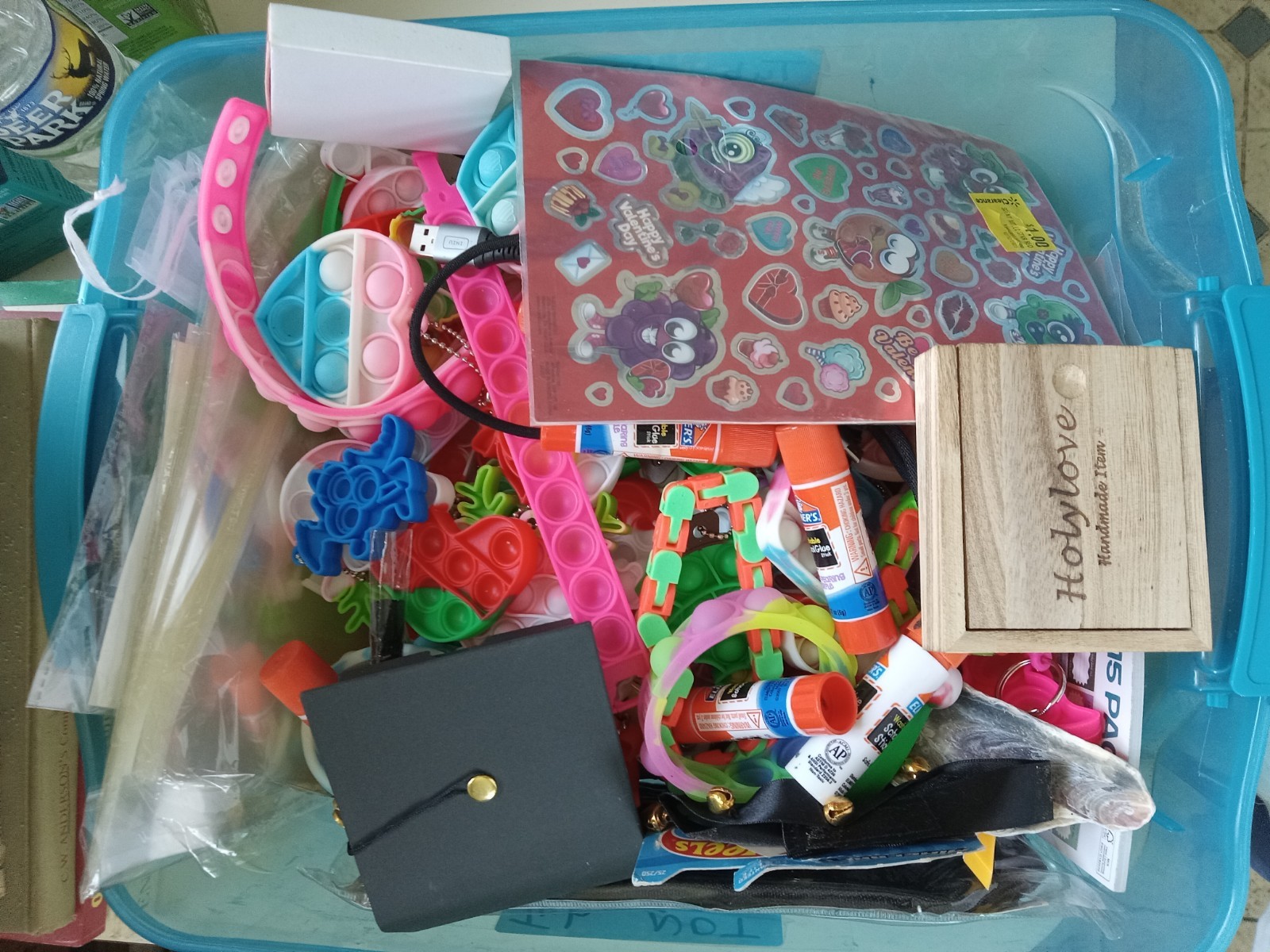 Lot Of Various Small Misc. Junk Drawer Items Box-6in X 6in X 6in SEE DESCRIPTION