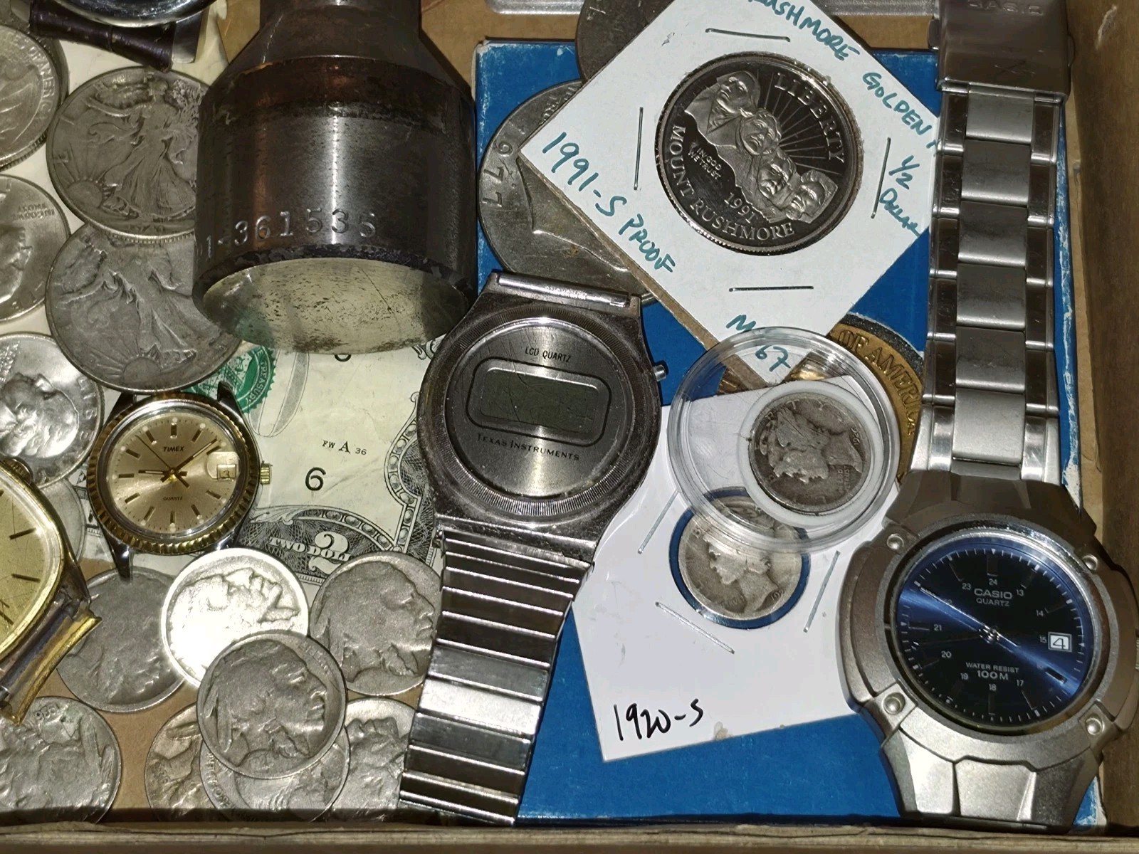 Estate Sale Junk Silver Junk Drawer ~ Coins, Vintage Watches, Jewlery, Wheaties