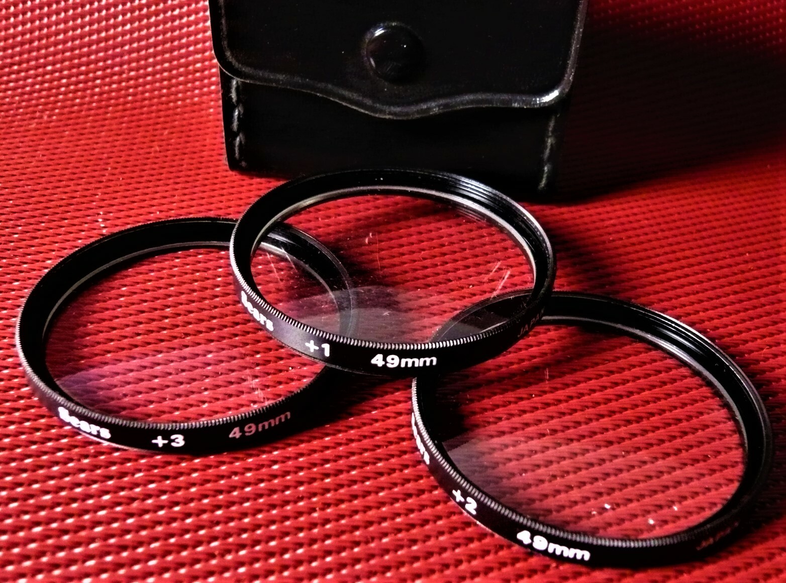 49mm SEARS CLOSE-UP COATED LENS SET +1 +2 +3 with case.NEW !