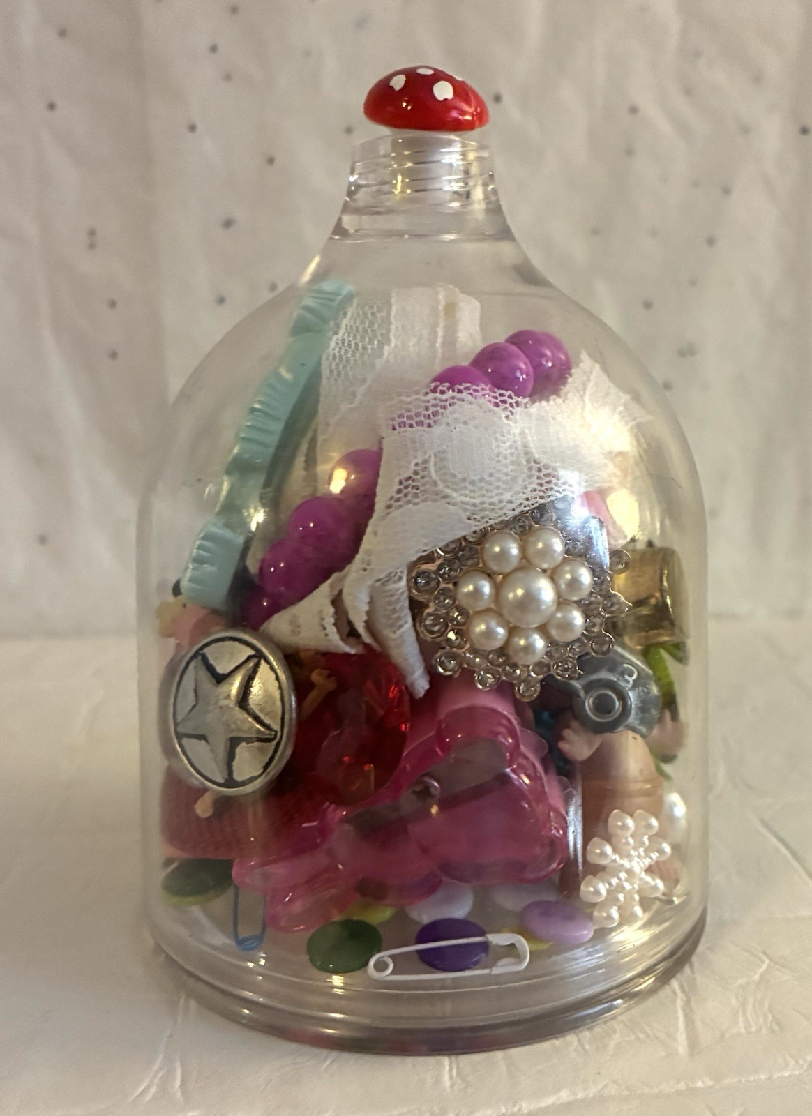 Acrylic Wine Glass Cloche Beads Charms Monopoly Game Tokens Junk Drawer Art Lot