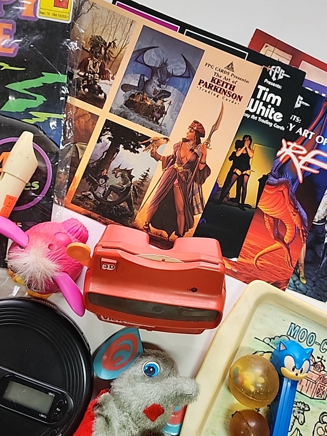 Large Junk Drawer Lot Records Comics Cameras Phones Cards VHS Cds Games Ephemera