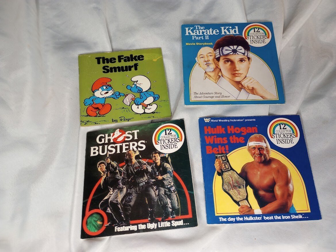 —Lot of 12 1980s 1990s kid’s books – Smurfs Hulk Hogan Duck Tales Pac-Man ALF