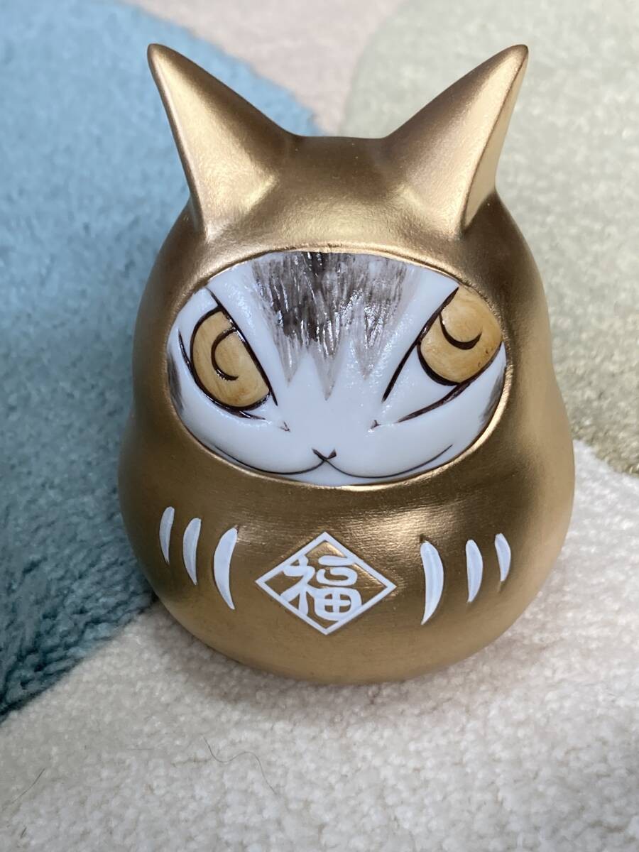 Wachifield Dayan Piggy Bank Cat Daruma Gold Figurine Collectible 4 inches