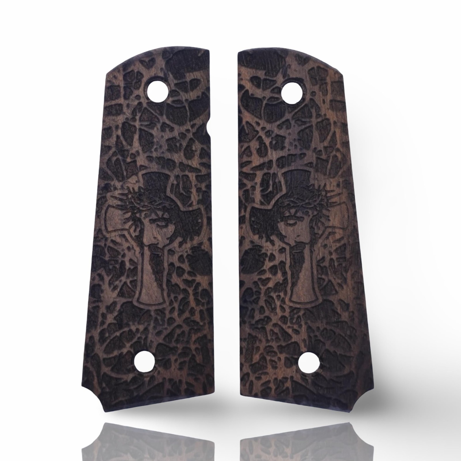Zib Grips Art Series 1911 Full-Size Pistol Grips – Mystic Cross Walnut Wood