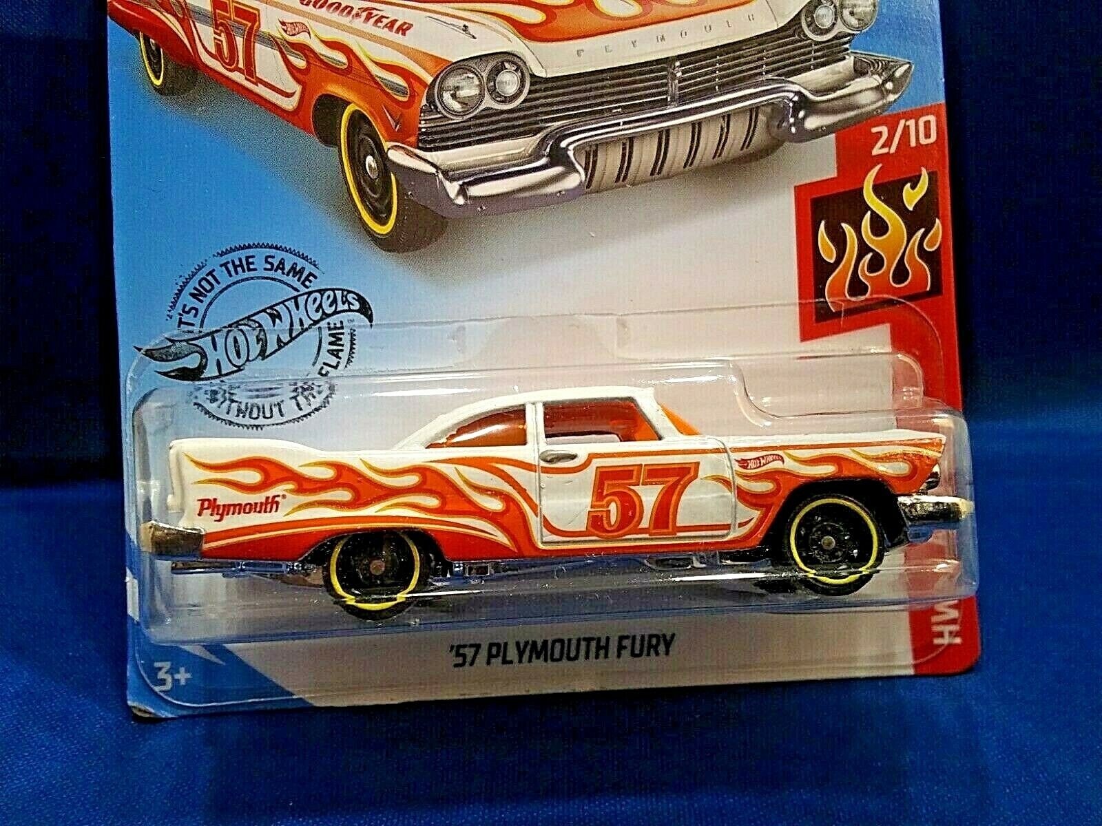 Hot Wheels ’57 Plymouth Fury HW Flames #2/10 Die-Cast 1:64 Scale New Mattel