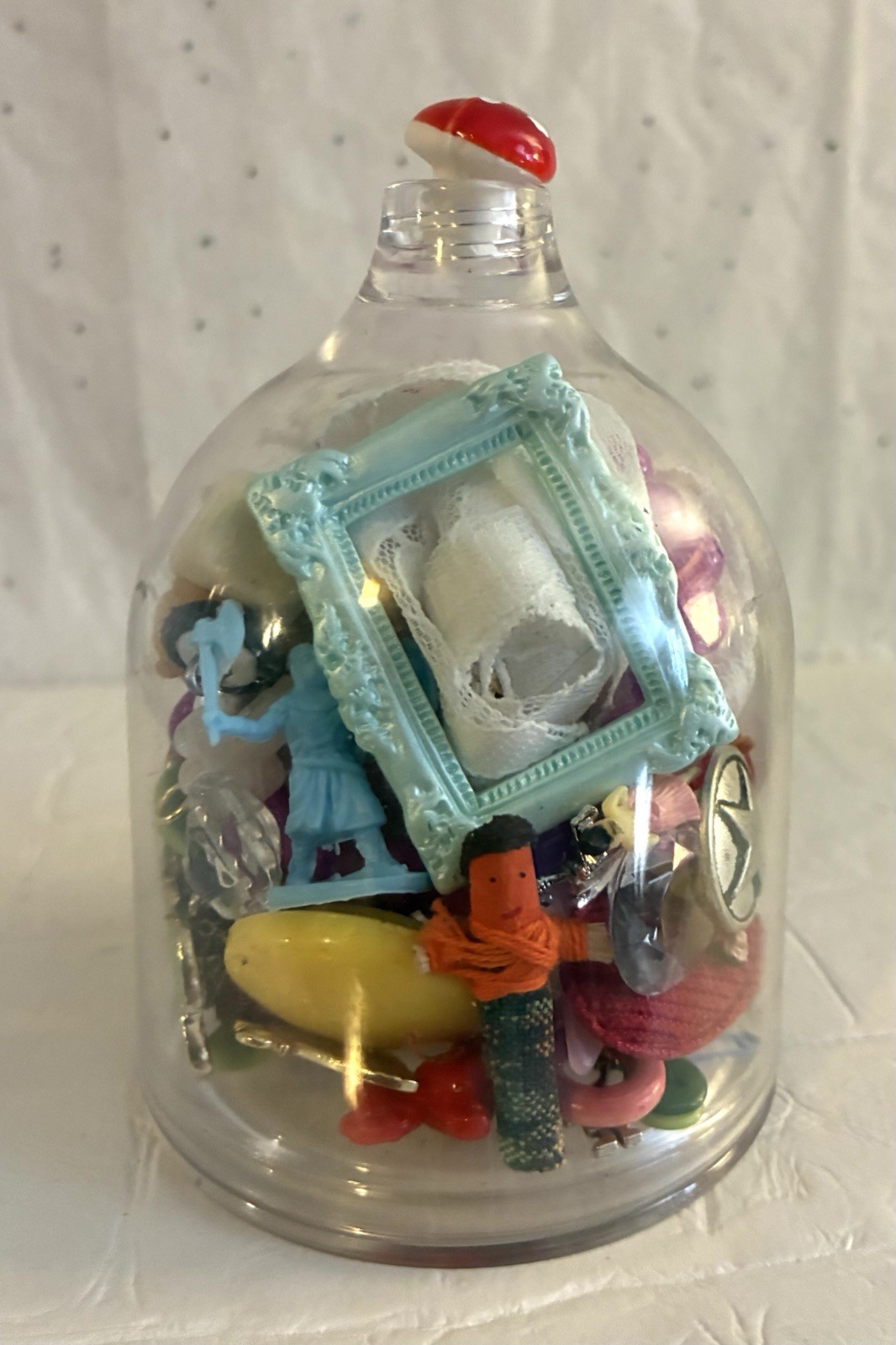 Acrylic Wine Glass Cloche Beads Charms Monopoly Game Tokens Junk Drawer Art Lot