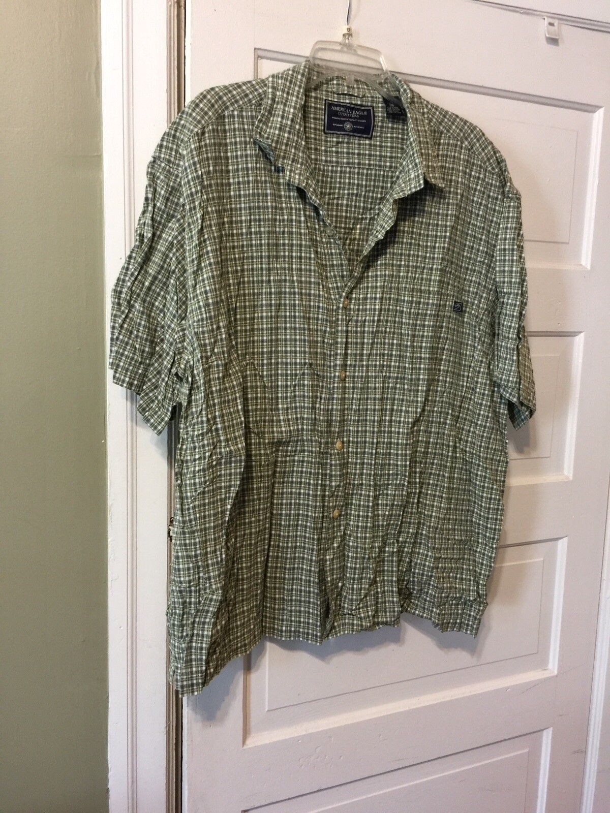 VTG American Eagle Men’s Plaid Hawaiian Short Sleeve Button Down Shirt Size XXL