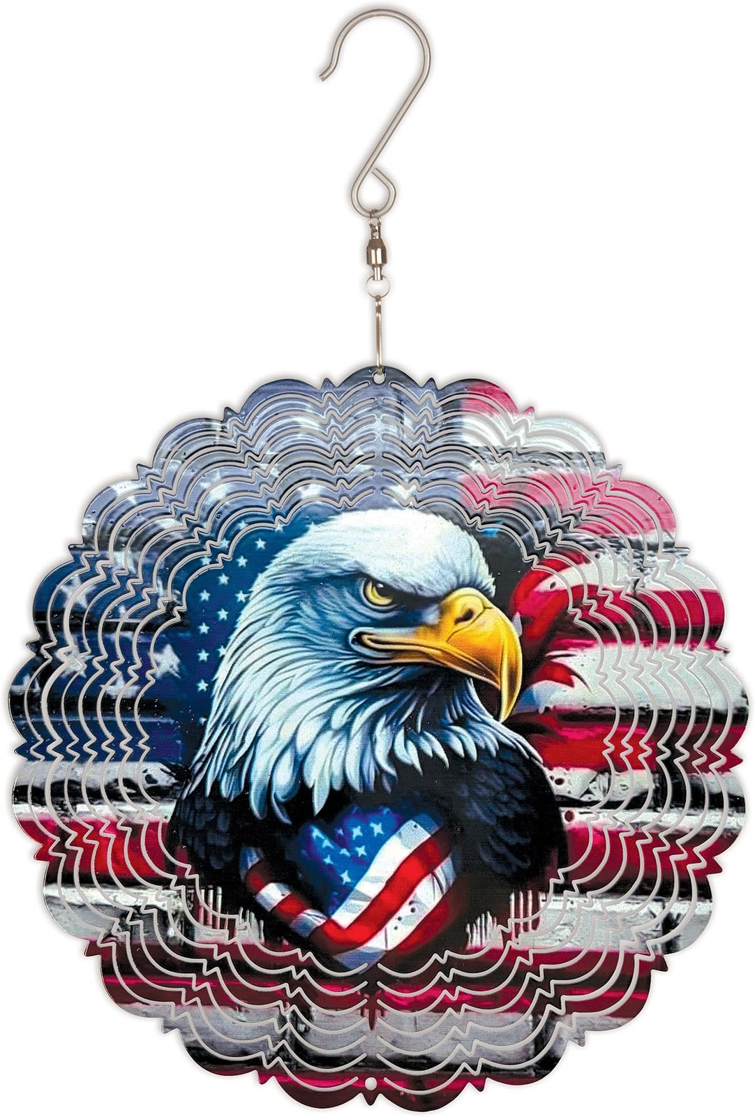 Sunset Vista Eagle Crest Americana Wind Spinner, 8-Inch, Blue, Red and White