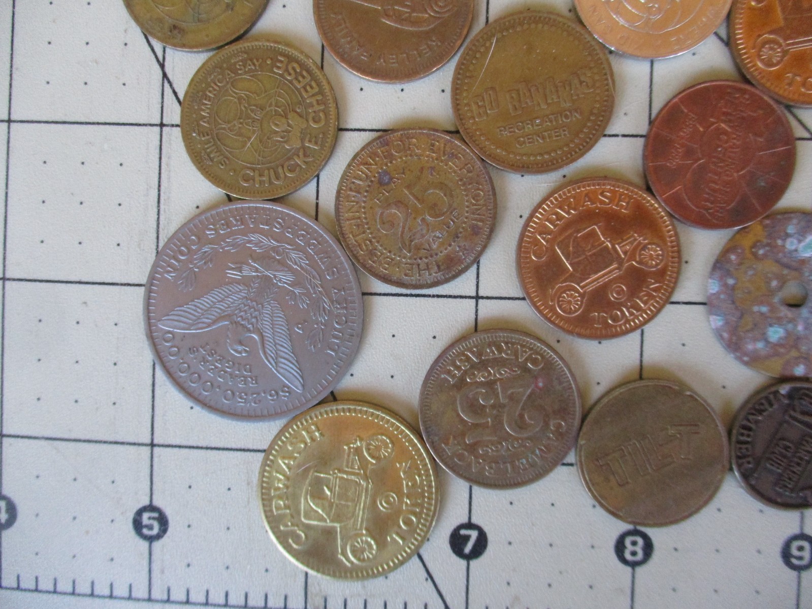 Vtg 70s 80s Junk Drawer TRADE TOKENS, COINS, Huge Token, Coin Lot