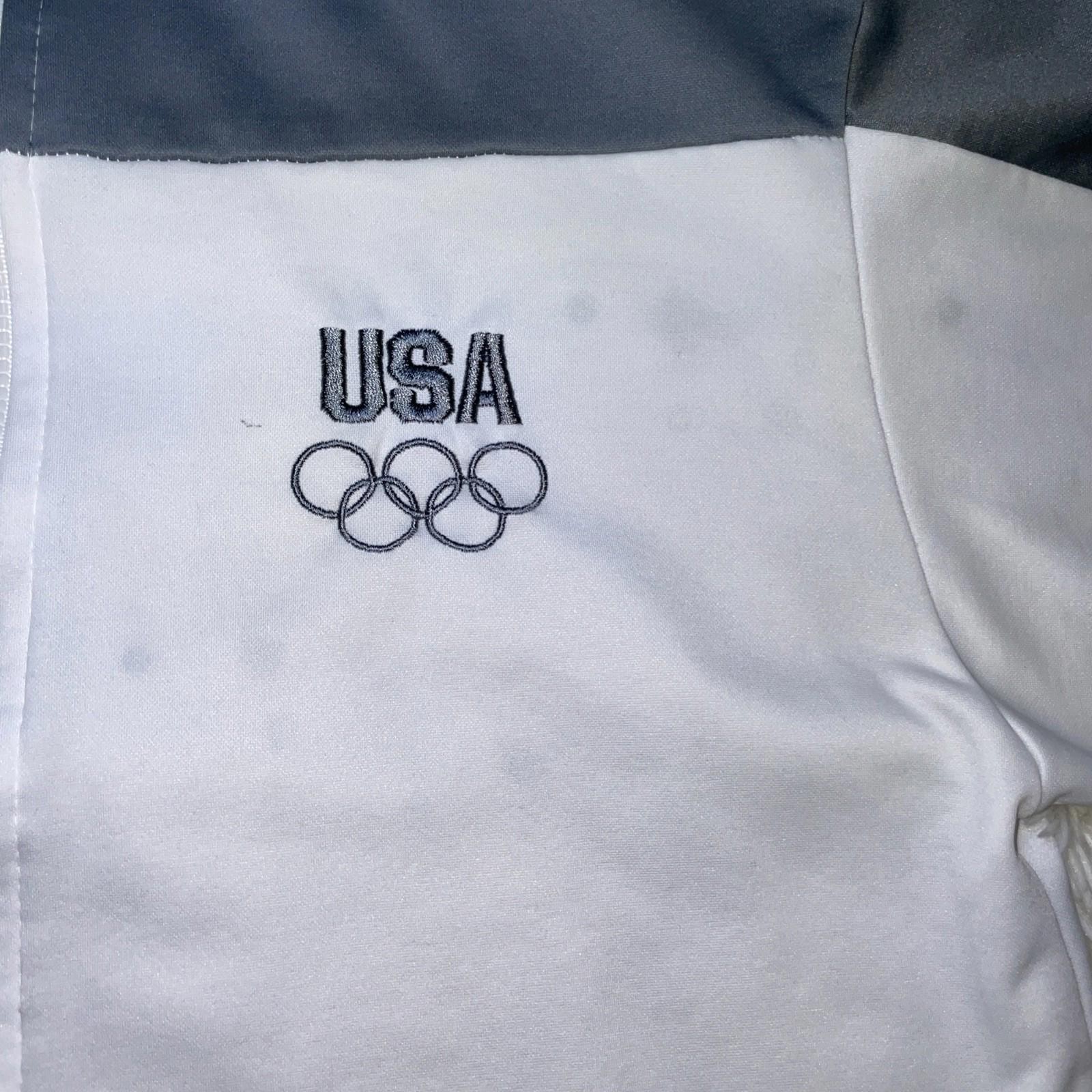 VTG United States Olympic Committee Full Zip Jacket M Unisex White Gray USA MADE