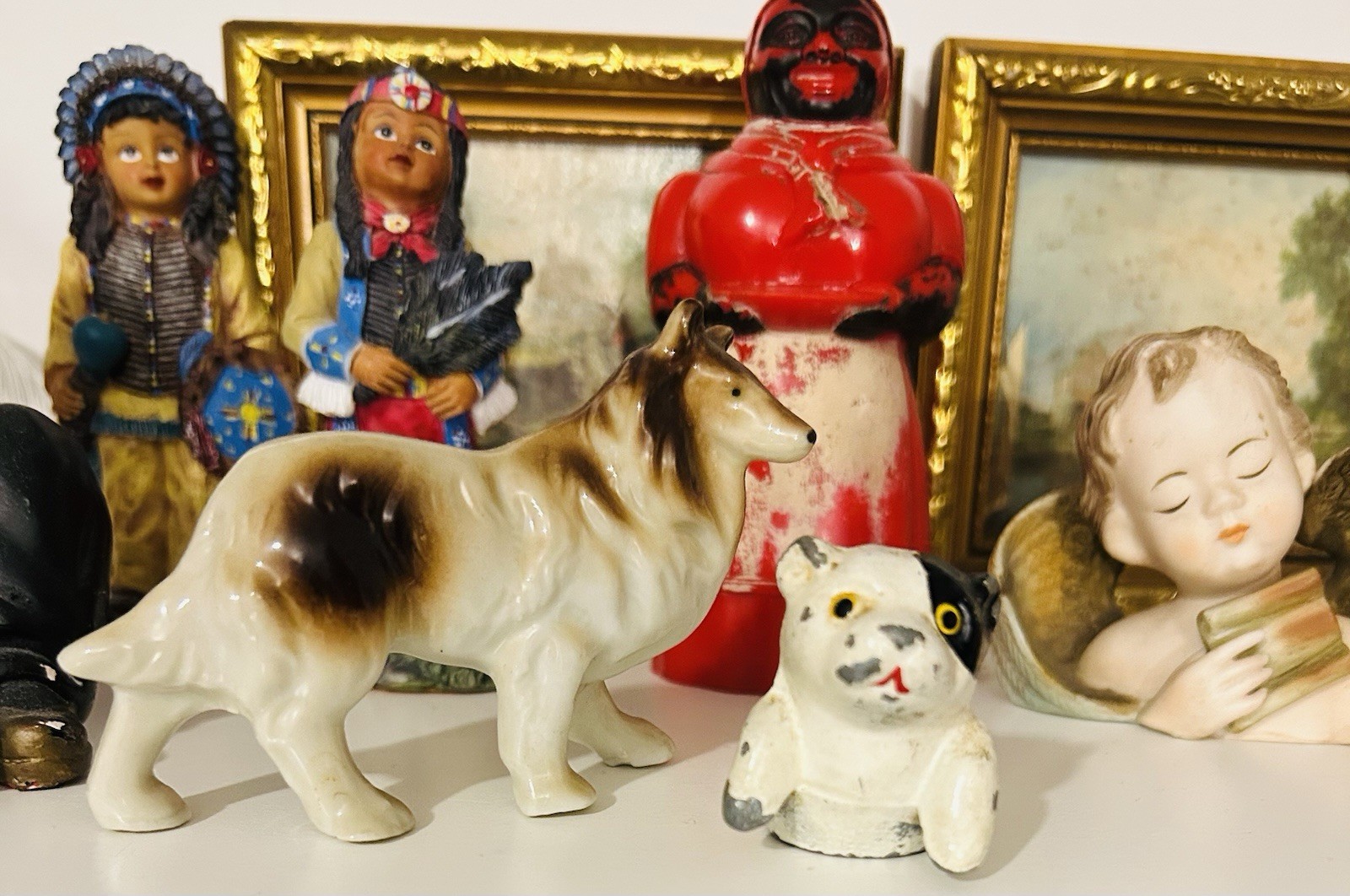 Antique VTG Junk Drawer Lot-Nippon-F&F-Pot Metal-Ephemera-LEFTON-Asian Figurine-