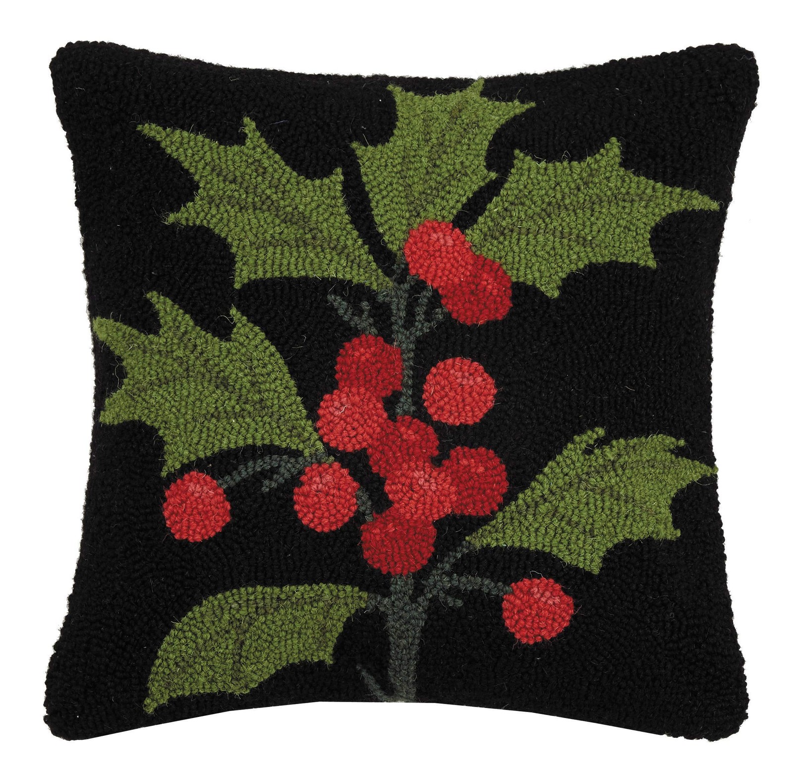 Peking Handicraft 31JES254C16SQ Holly Holiday Hook Pillow, 16-inch Square