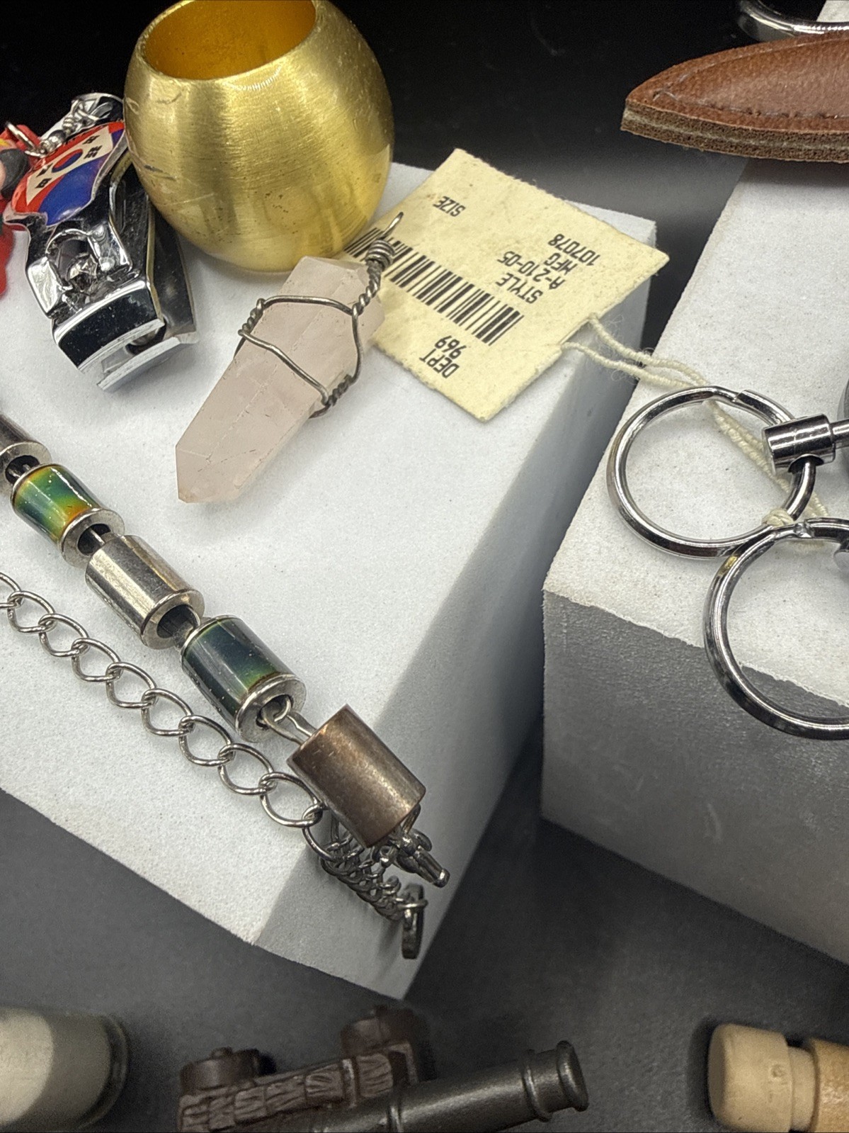 Vintage Grandma’s Junk Drawer Lot Crystal, Bracelet, Knife, Silver Pencil Etc