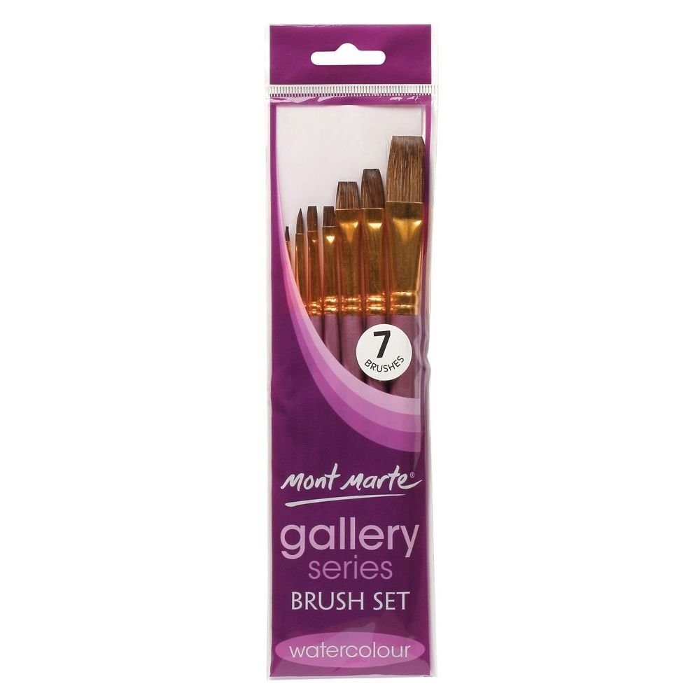 Mont Marte Gallery Series Watercolour Brush Set, 7 Piece Pony Hair Brushes