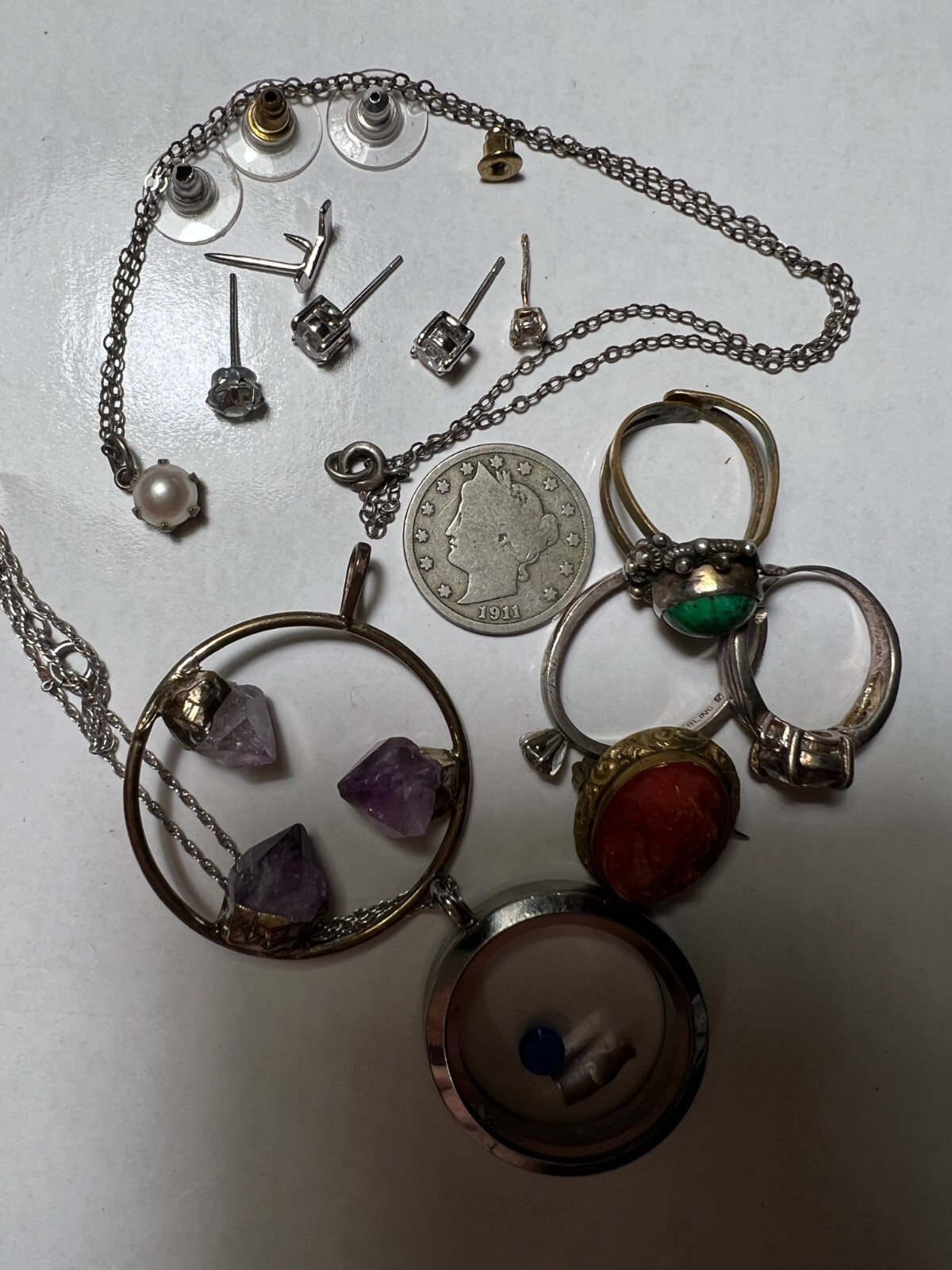 COOL BEANS Antique Brass Jewelry Lot w/ Bonus Sterling Silver & Fashion Pieces