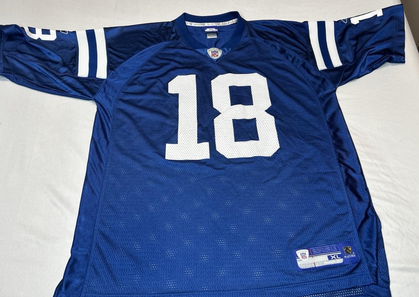 Reebok NFL Indianapolis Colts #18 Peyton Manning Jersey Mens XL Blue On Field