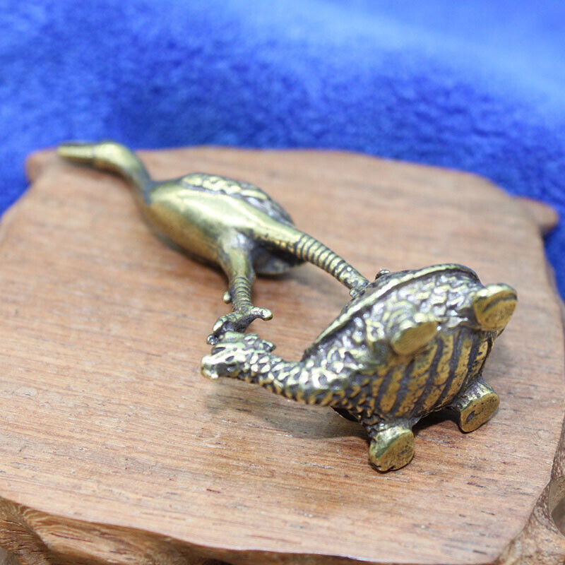 1x Brass Turtle Crane Crane Ornament Longevity Statue Decoration Animal Statue~