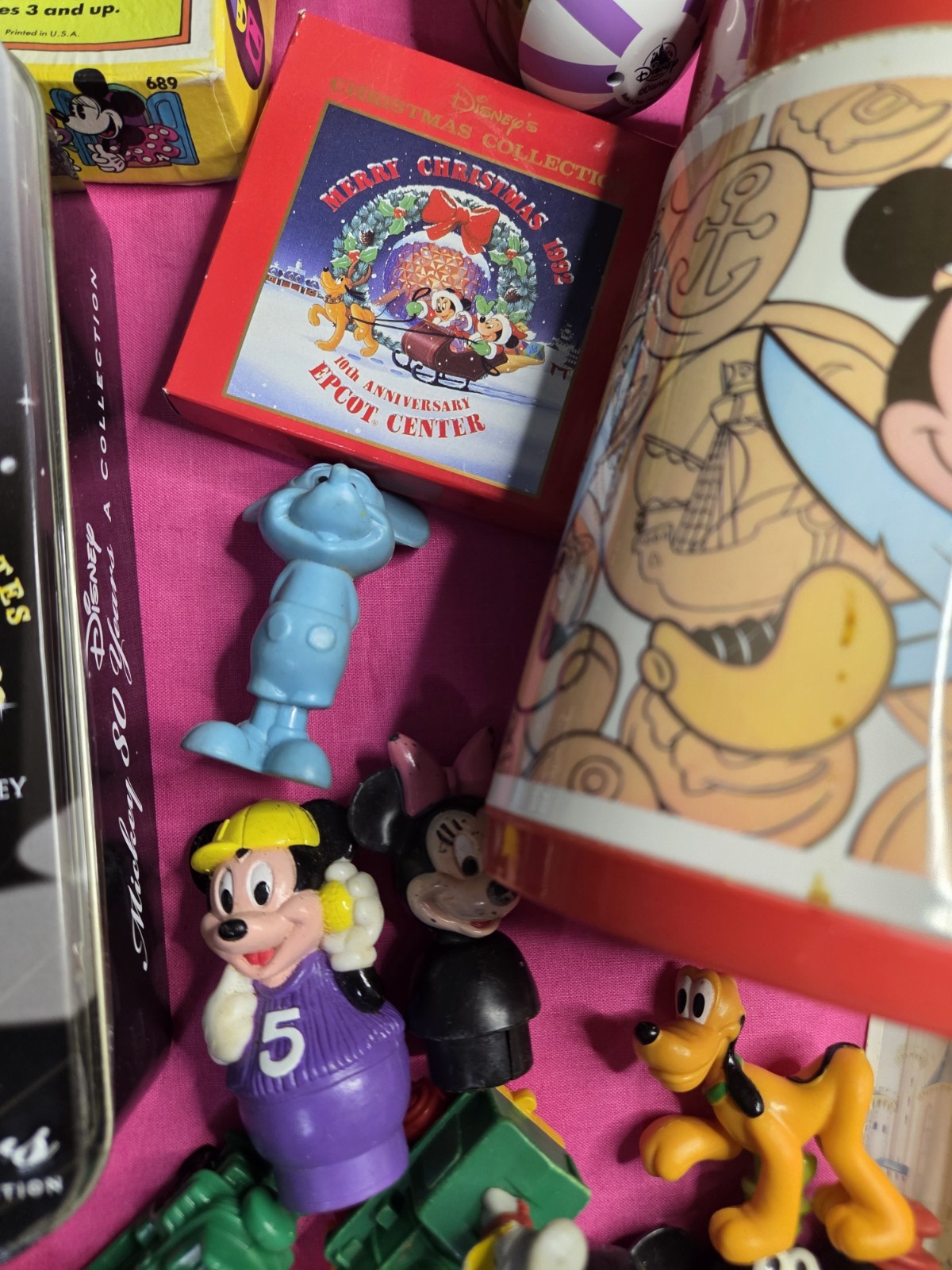 Junk Drawer Mixed Lot vtg toys DISNEY: pez Colorforms Wind UP Thermos