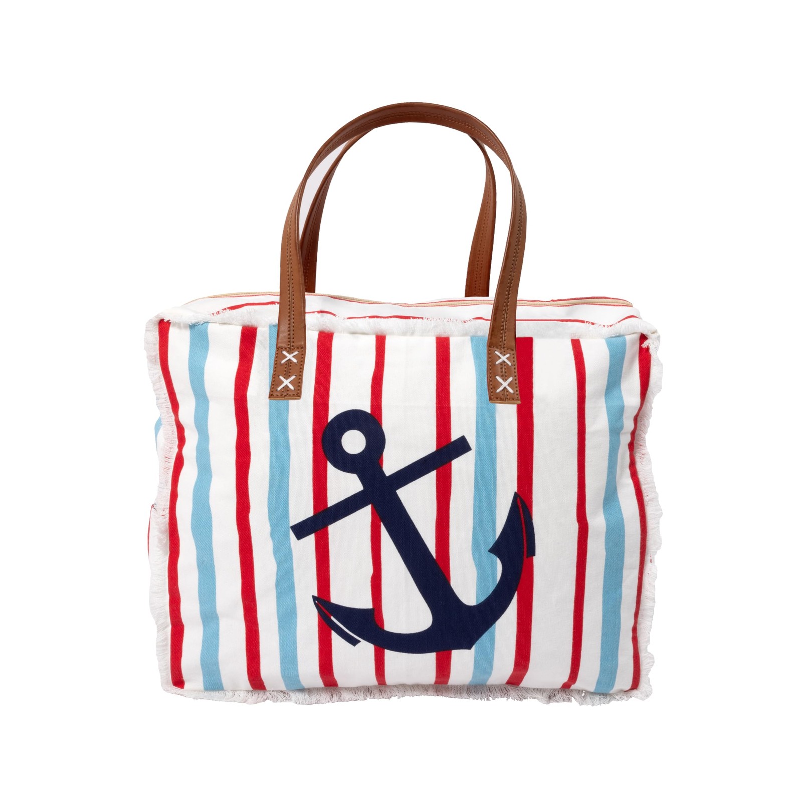 Pavilion Anchor Canvas Tote Bag 16.5×13″ Beach Travel Multicolor