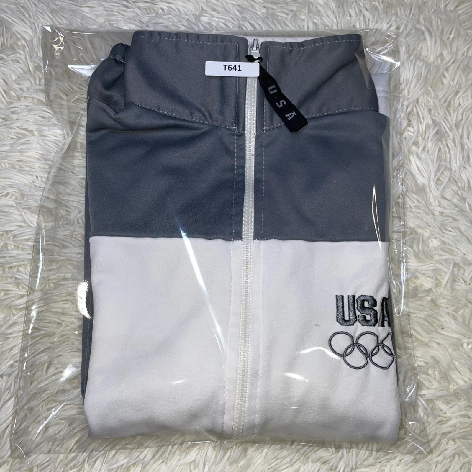 VTG United States Olympic Committee Full Zip Jacket M Unisex White Gray USA MADE