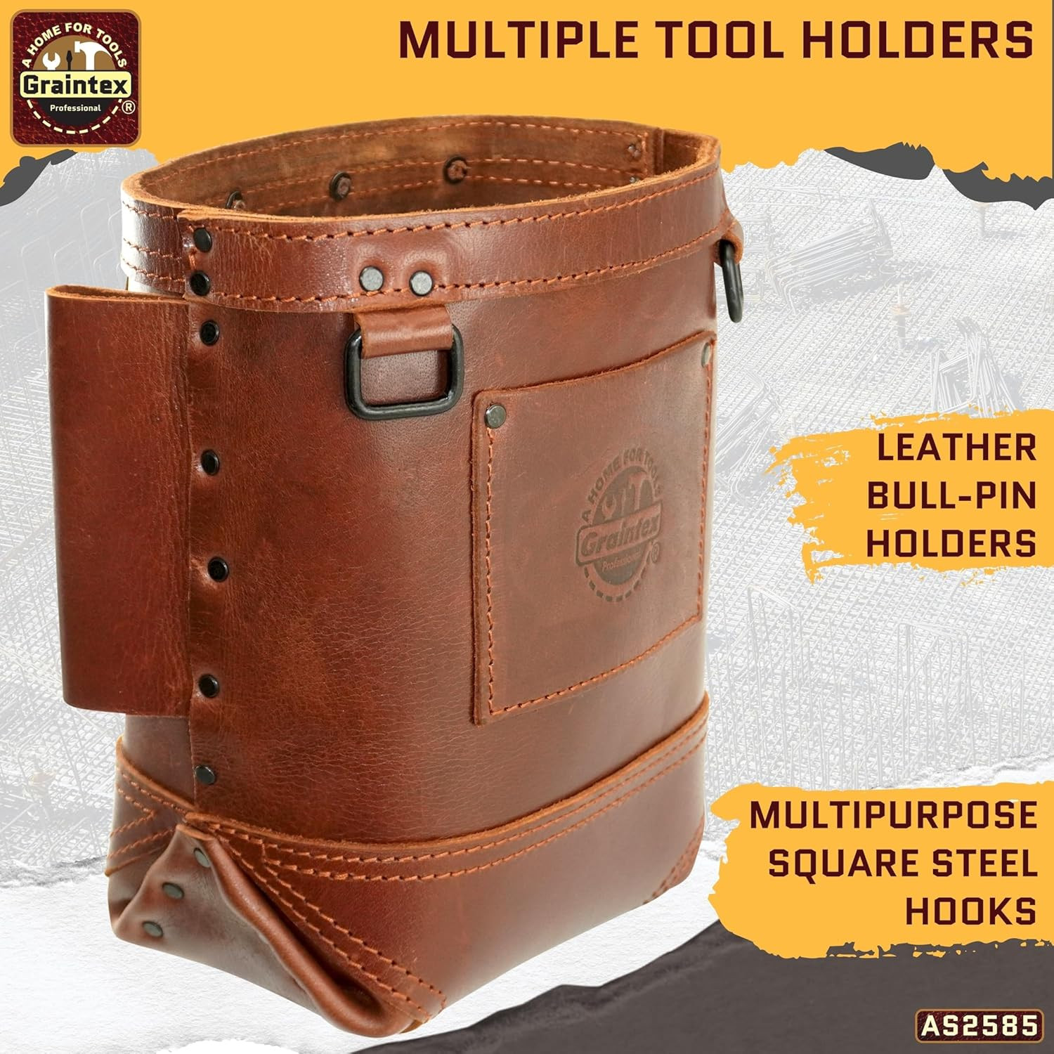 Top Grain Leather Nut & Bolt Tool Bag for Ironworkers – Durable & Versatile