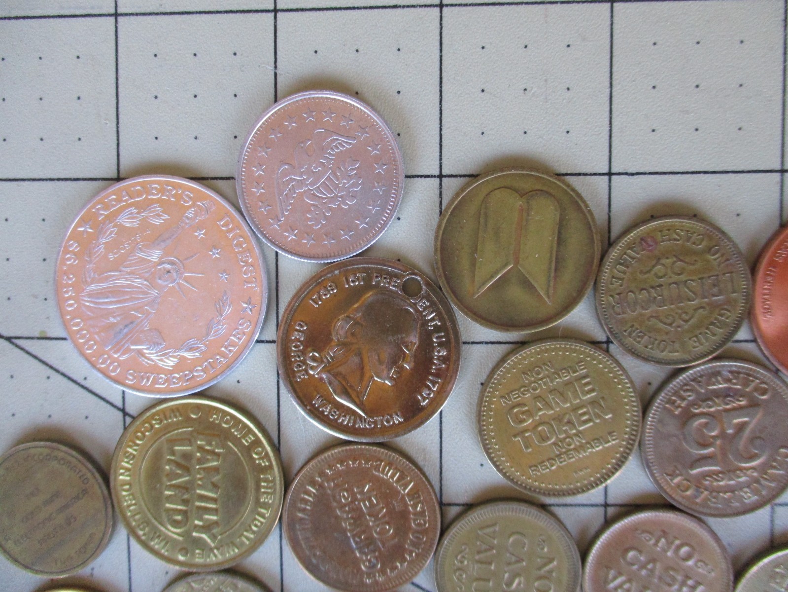Vtg 70s 80s Junk Drawer TRADE TOKENS, COINS, Huge Token, Coin Lot