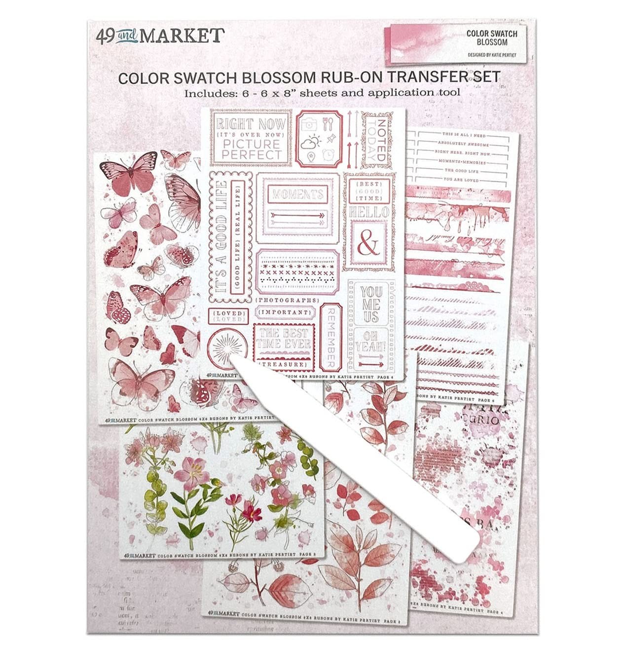 Blossom Rub Ons Craft Supply Multi-Color Art Set 6 Sheets 6×8 Inches