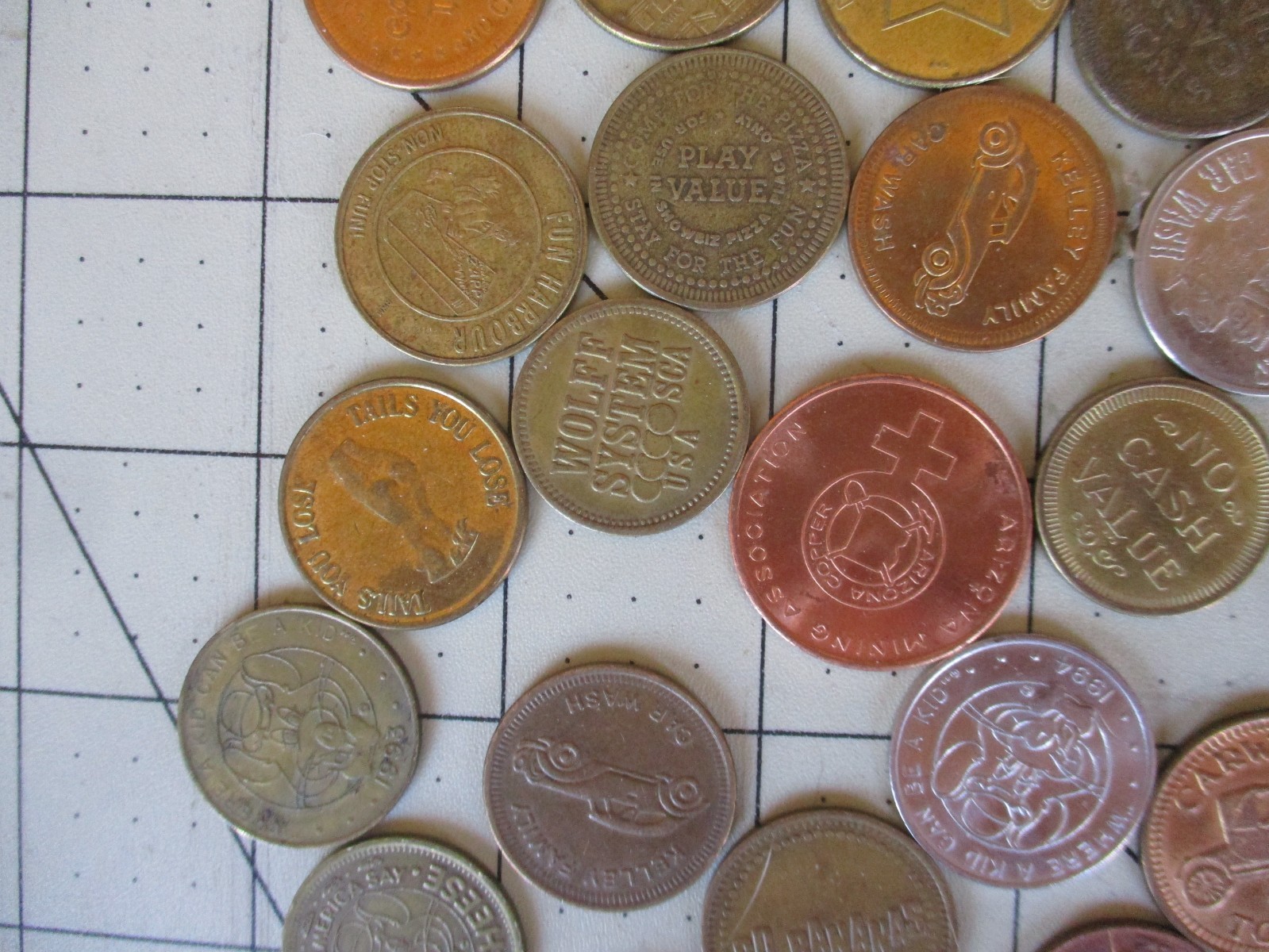 Vtg 70s 80s Junk Drawer TRADE TOKENS, COINS, Huge Token, Coin Lot