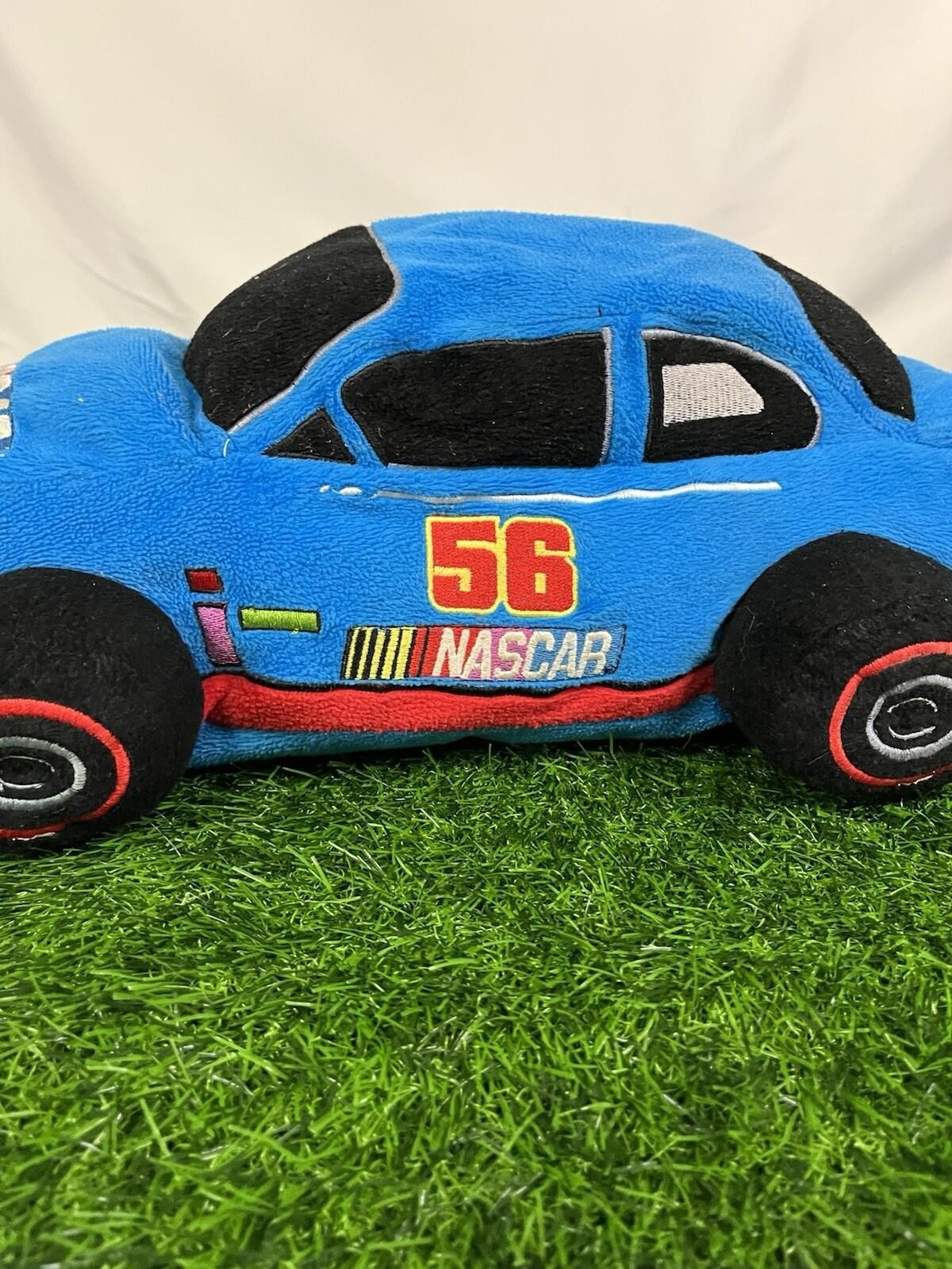Rare Y2K NASCAR Martin Truex Junior Plush Car Pillow 56 Blue Green 19″ Dan River