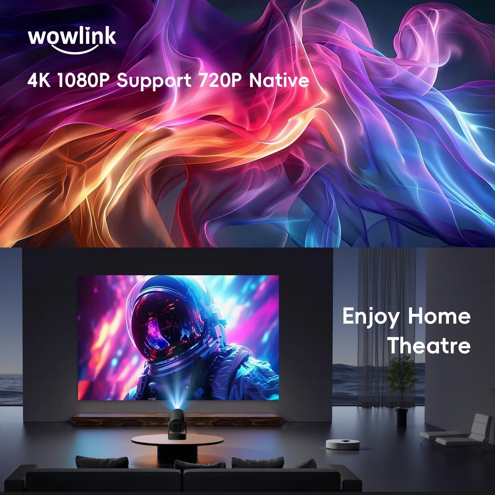 [Built-in Apps & 2025 Upgraded] Mini Projector with WiFi 6 and Bluetooth 5.4 Sup