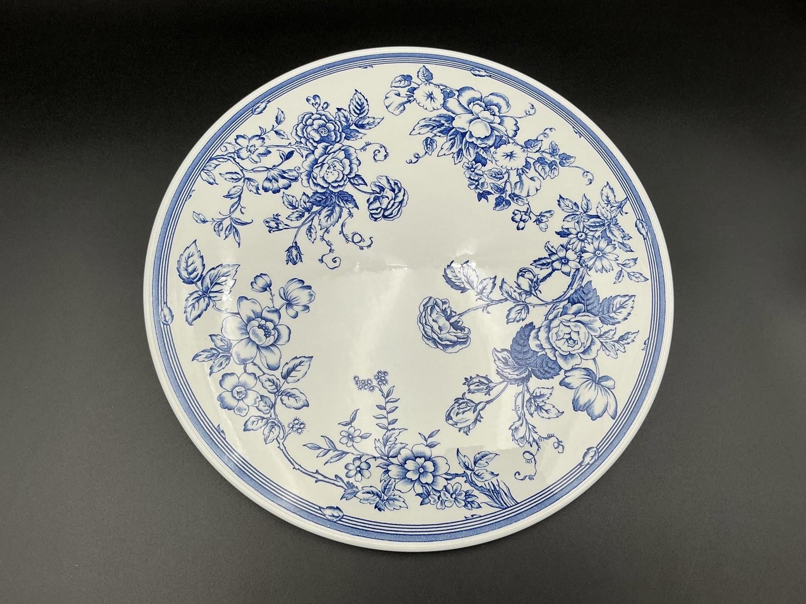 Spode Blue and White Cake Plate with Floral Pattern Made in England and Marked