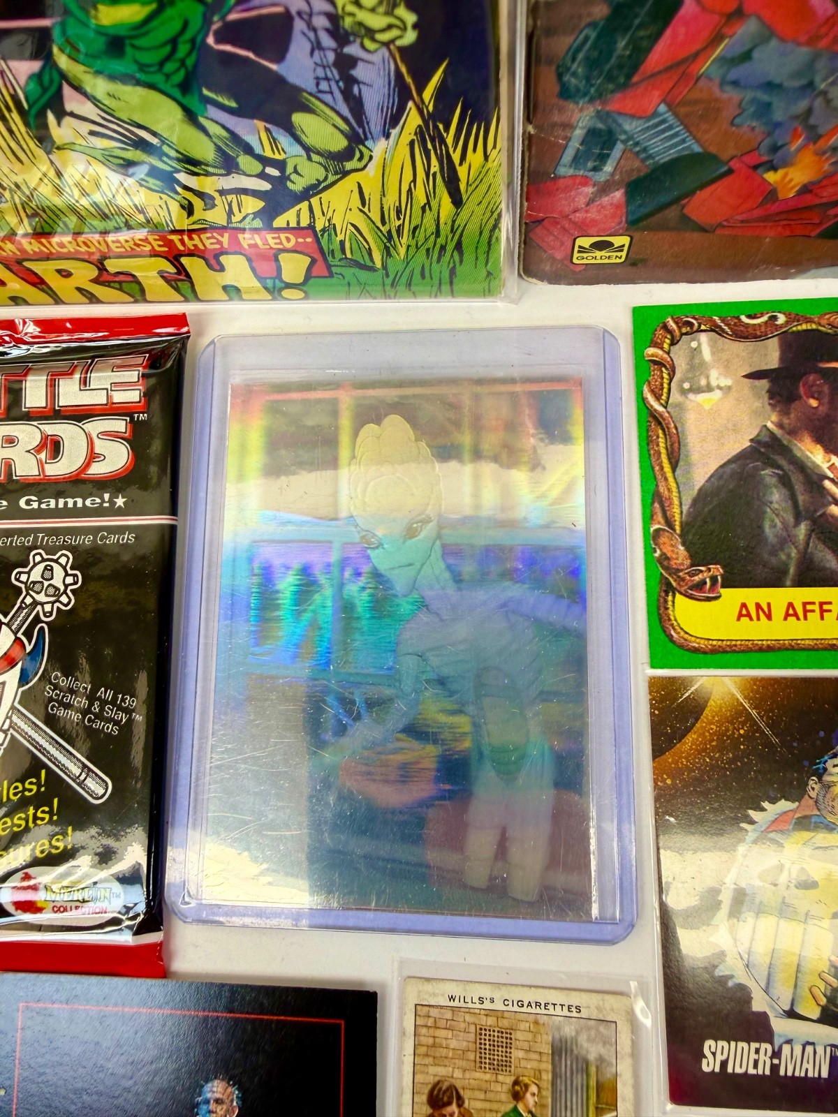 Junk Drawer Lot Non-Sports Cards Packs Marvel Clockwork Orange Go Bots US Coins