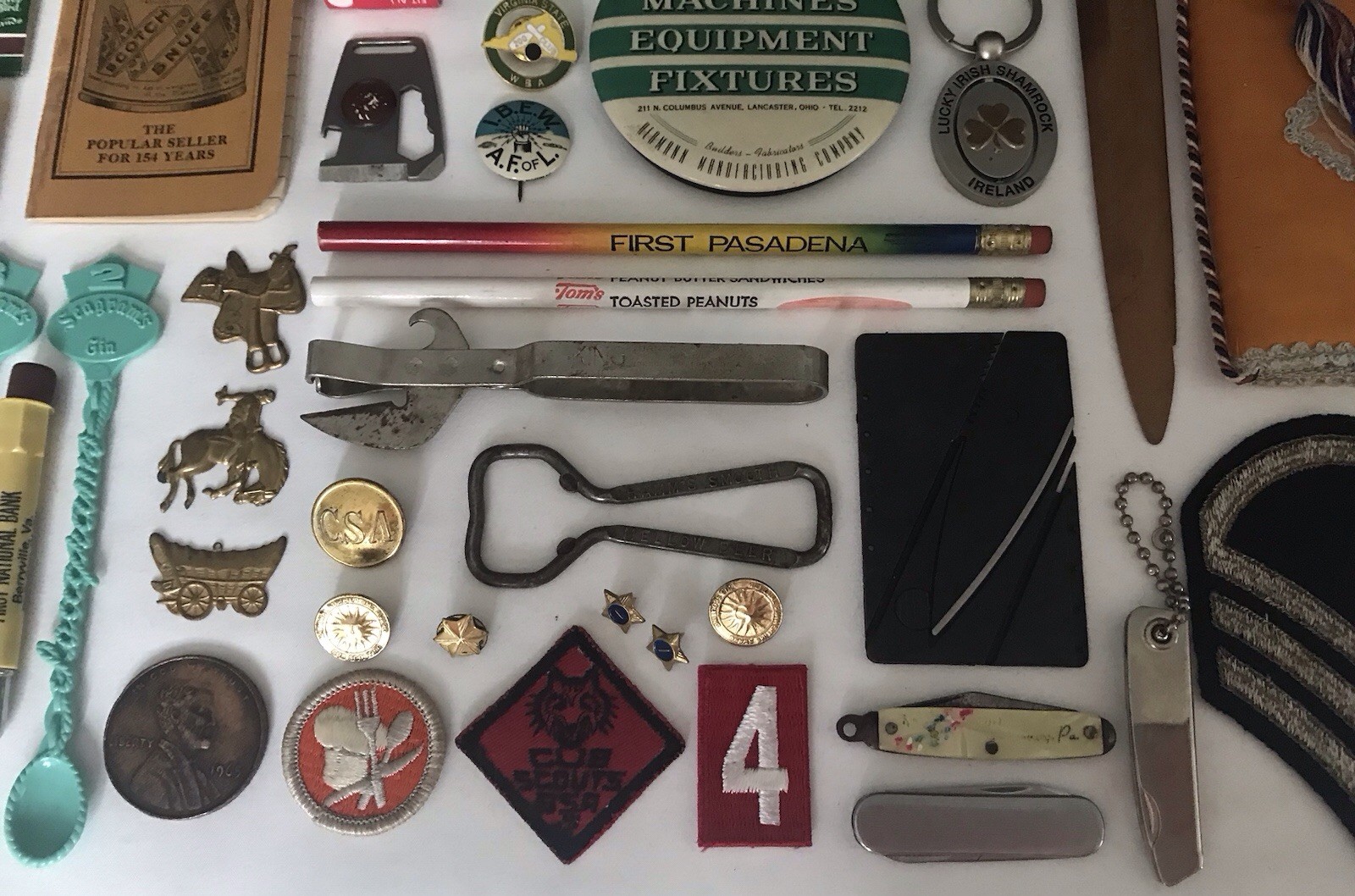VTG Junk Drawer Estate Lot ~ Military/Avon/Knives/Scout/Seagrams/Zippo/Cigar 55+