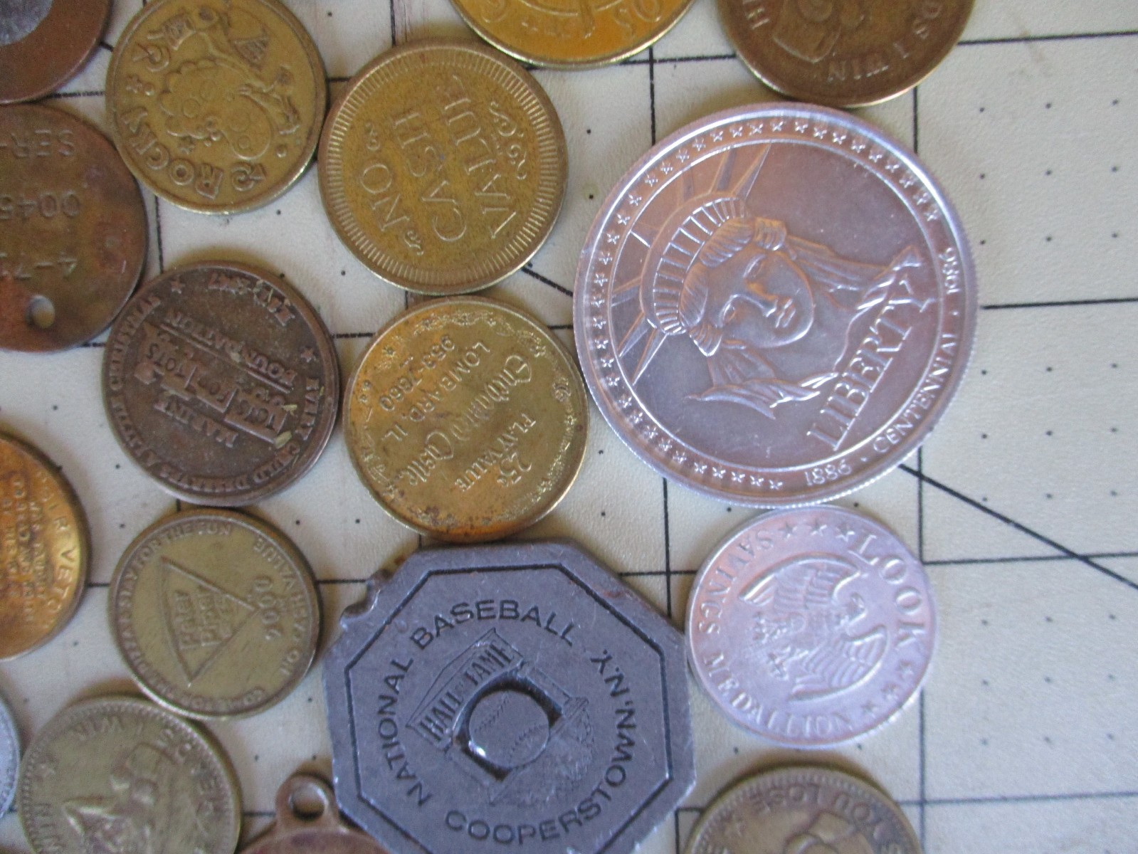 Vtg 70s 80s Junk Drawer TRADE TOKENS, COINS, Huge Token, Coin Lot