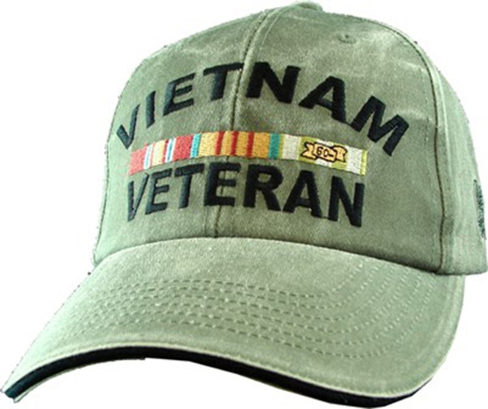 US Vietnam Veteran Logo Embroidered Hat – Green Adjustable Closure Cap