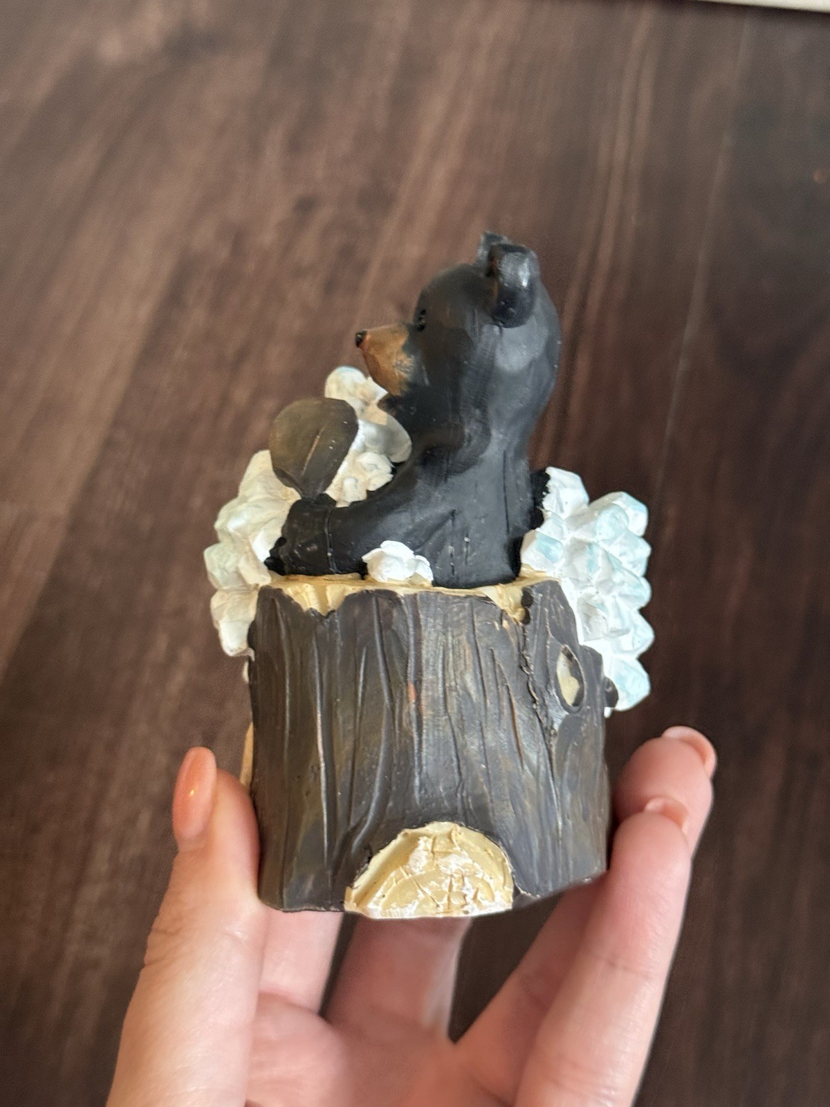 Lipco Bear Cub in Bubble Bath Figurine with Black Brown