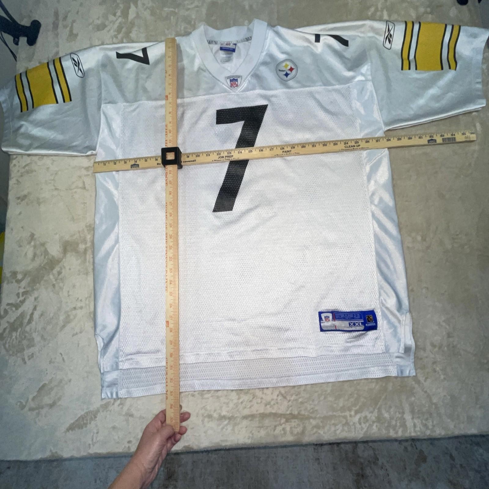 Vintage Ben Roethlisberger #7 Steelers Reebok NFL Jersey White XXL *STAINS*