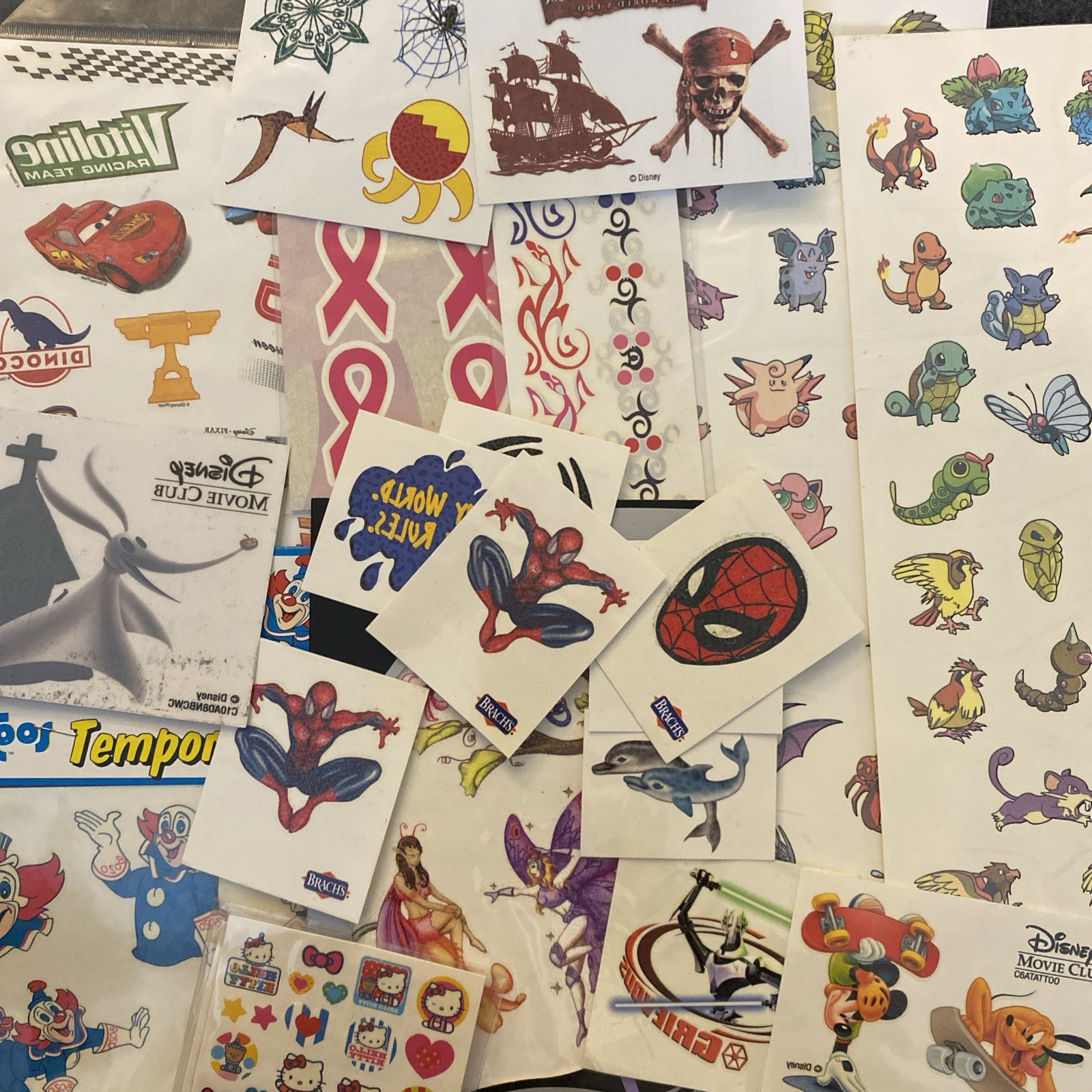 Junk Drawer Lot Temporary Tattoo Stickers POKÉMON, Disney & More