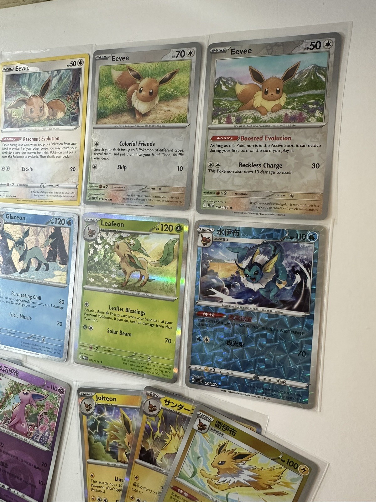 Pokémon big Eevee lot, eeveelutions LP-NM glaceon, leafeon, eevee, etc