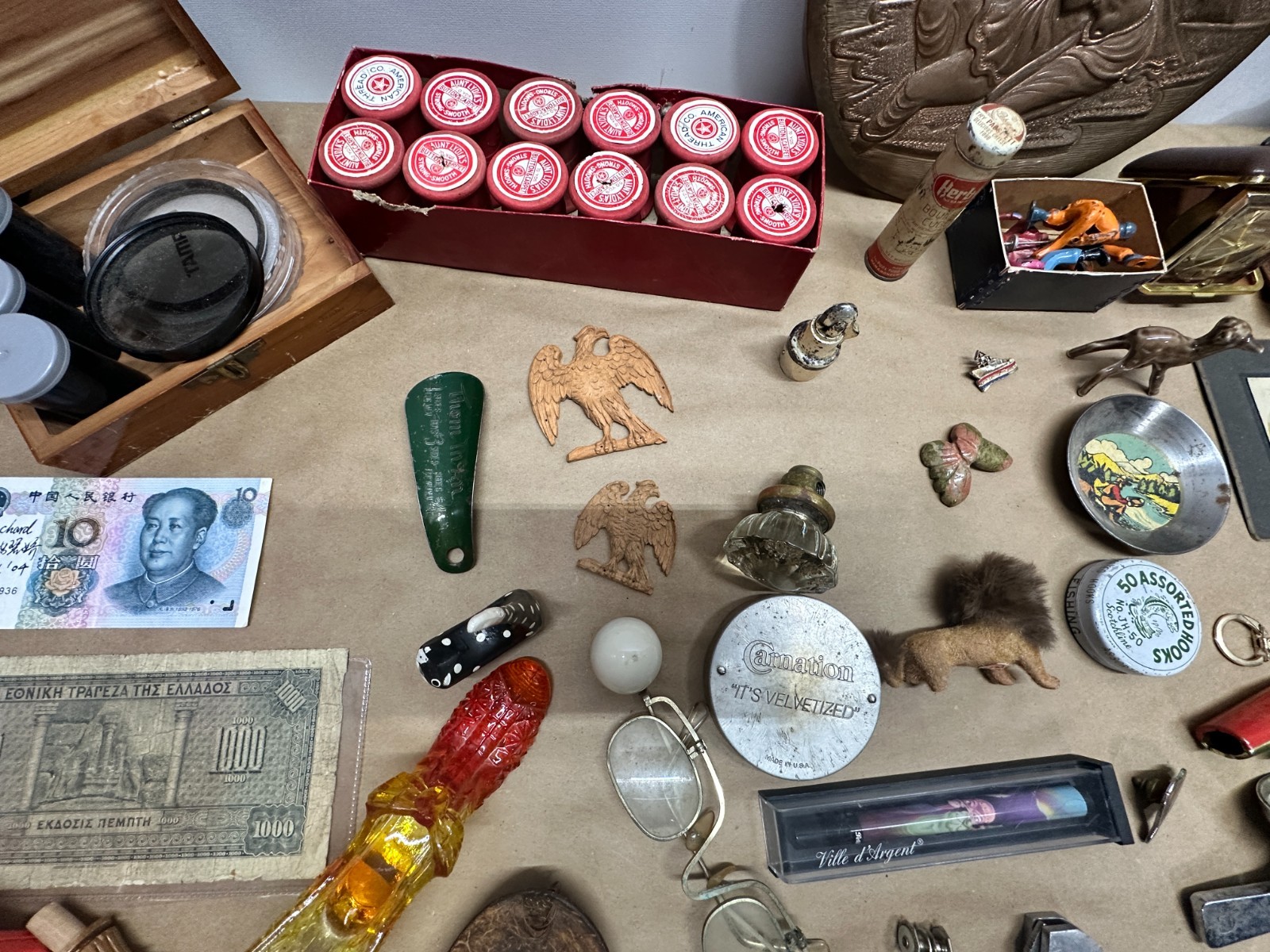 Junk Drawer Lot #3 – Random Antique Vintage Smalls – Coins, Knives, Boxes, Money